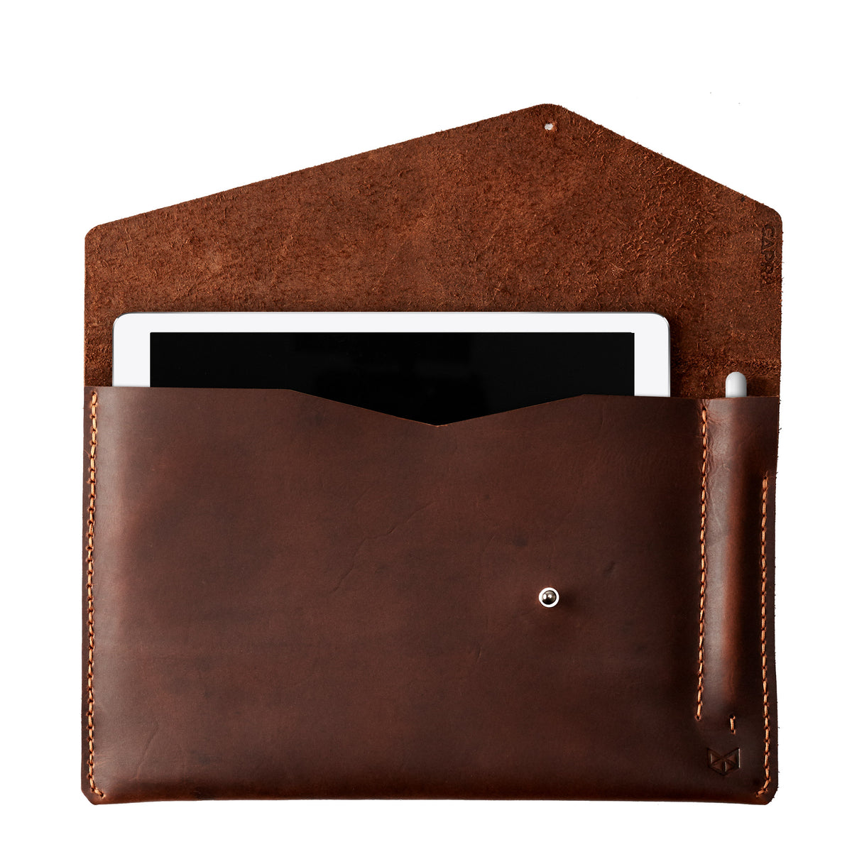 Tan leather sleeve for ASUS Zenbook Pro Duo. Mens gifts