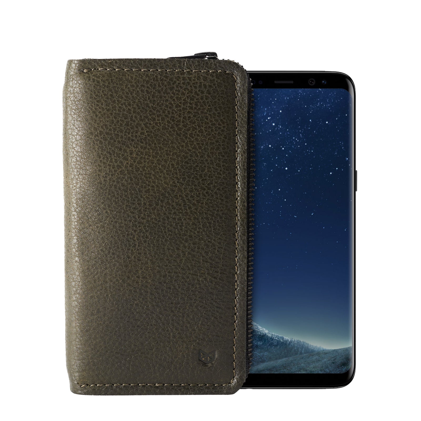 Cover.  Green handcrafted leather stand case for the Samsung Galaxy S8 and S8 Plus. Samsung sleeve wallet with card holder