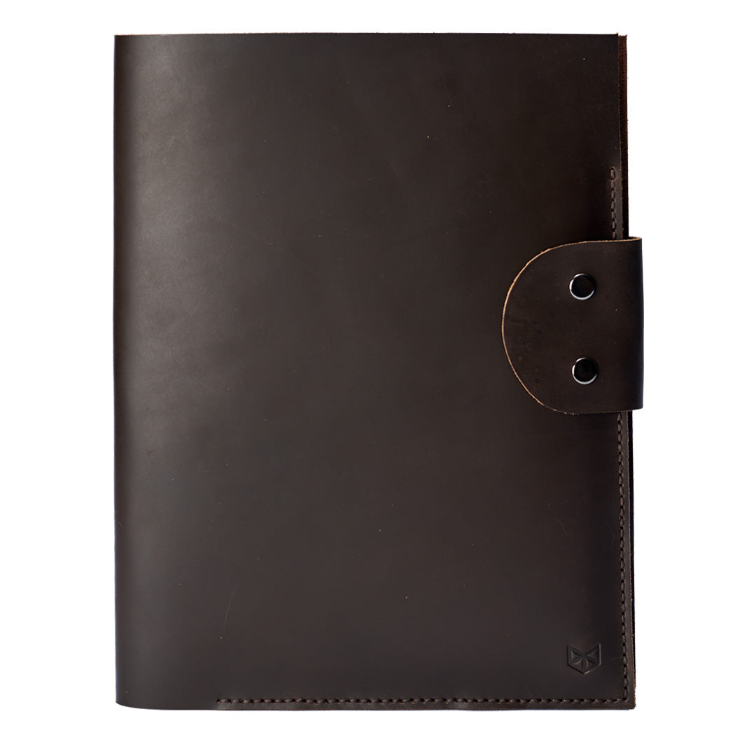 Marron Document Portfolio with Pockets for iPhone, A4 & Letter Papers Men Leather Legal Pad, Mens Gift.
