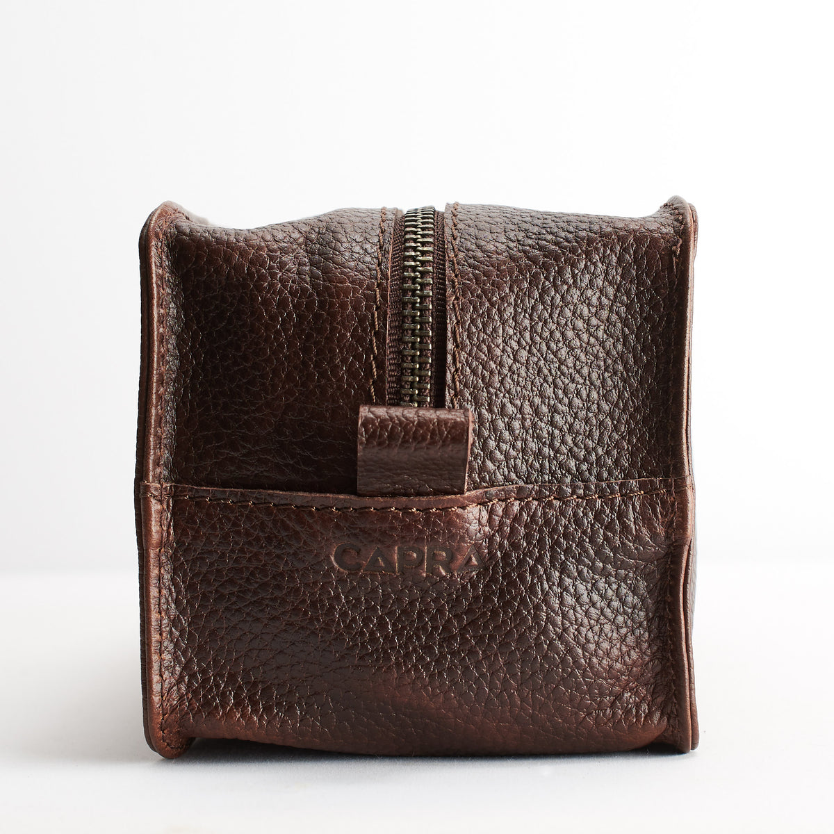 Hanger. Dark Brown leather toiletry, shaving bag with hand stitched handle. Groomsmen gifts