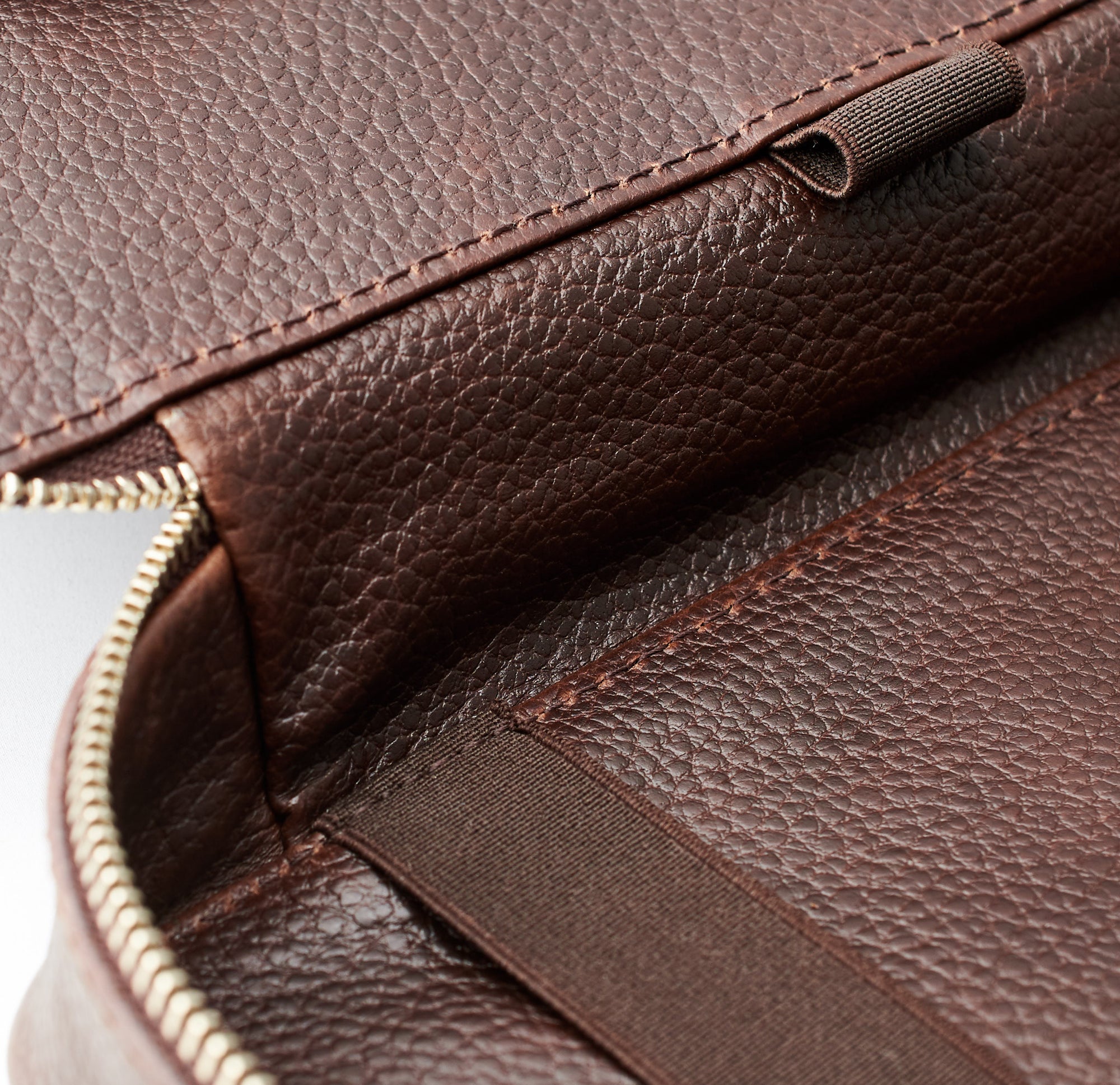 Leather lining. Dark Brown personalized tech organizer by Capra Leather