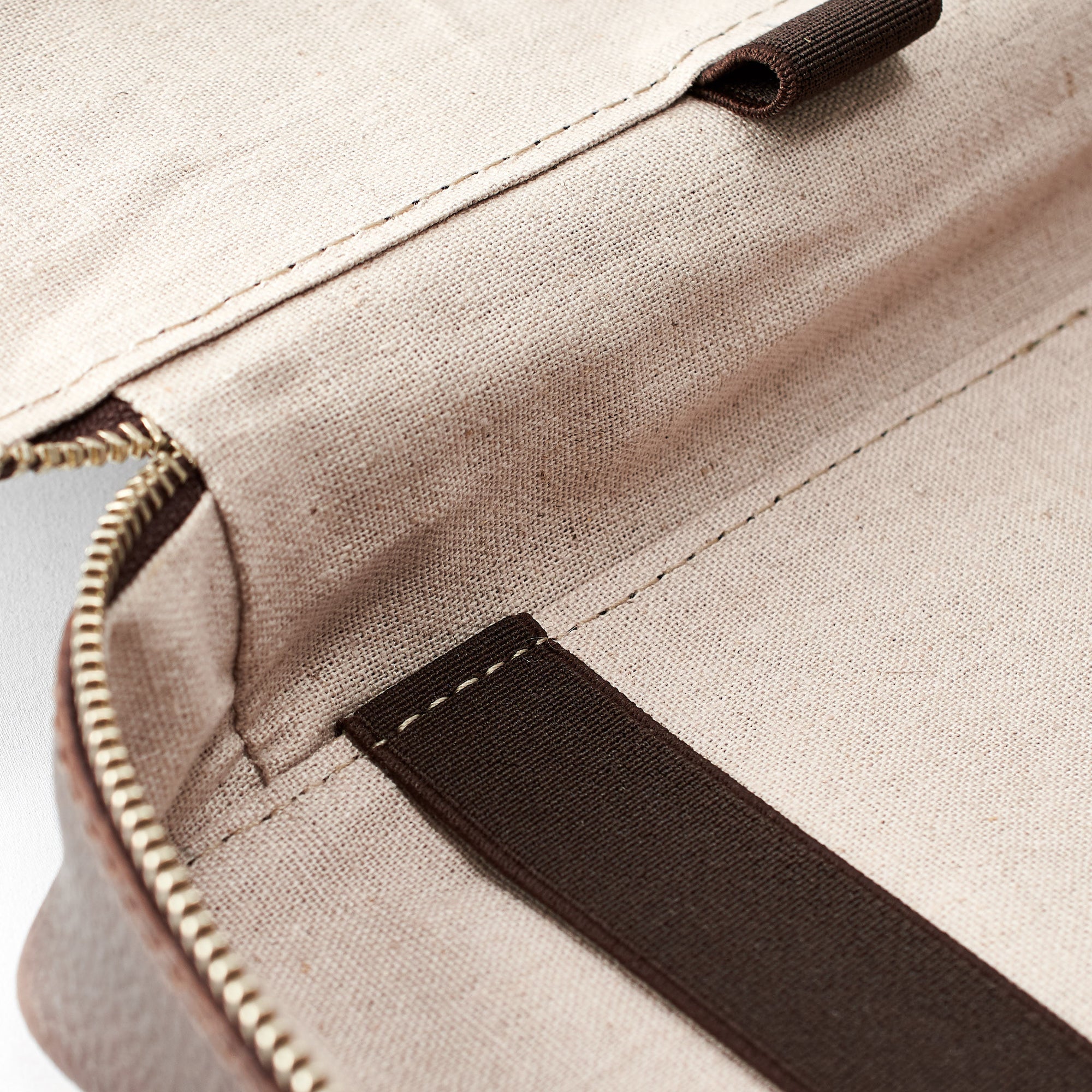 Linen soft texture. Best travel "tech organizer" dark brown by Capra Leather