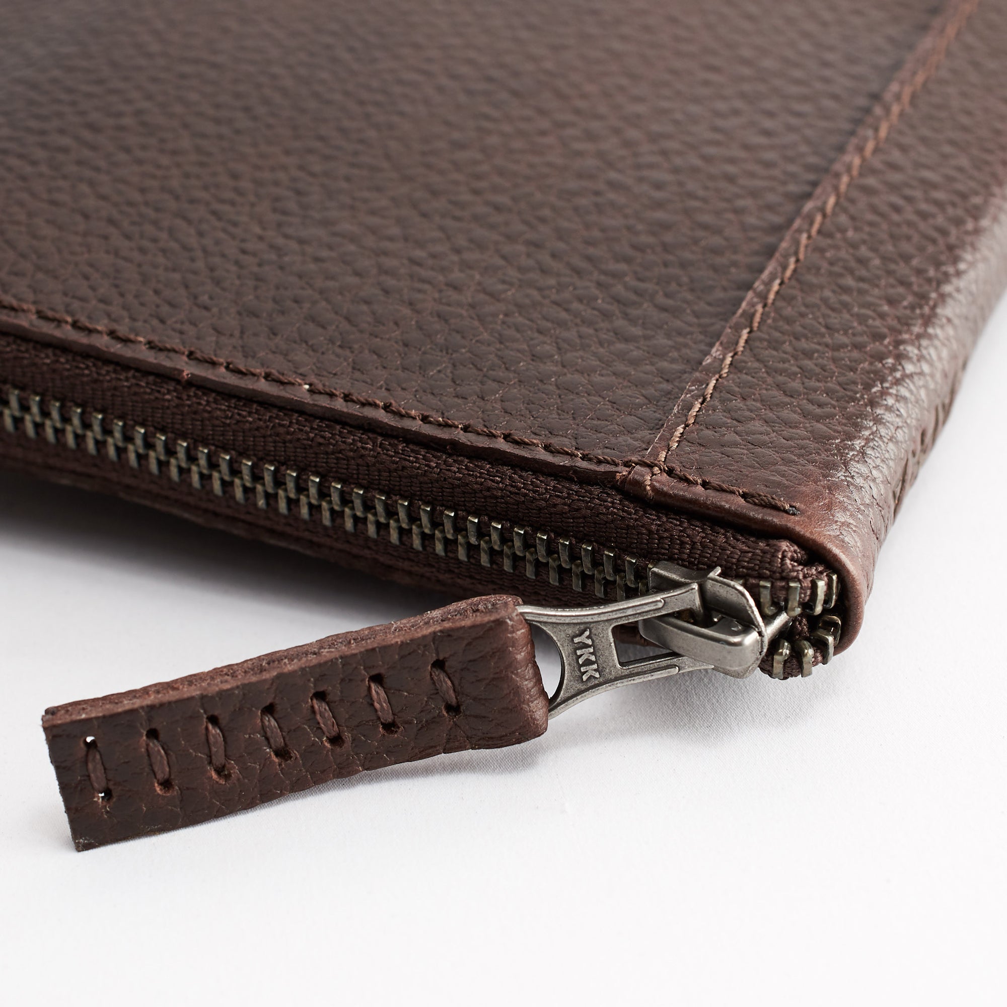 YKK metallic zippers. Dark brown Passport Holder for travelers, document organizer, travel journal by Capra Leather