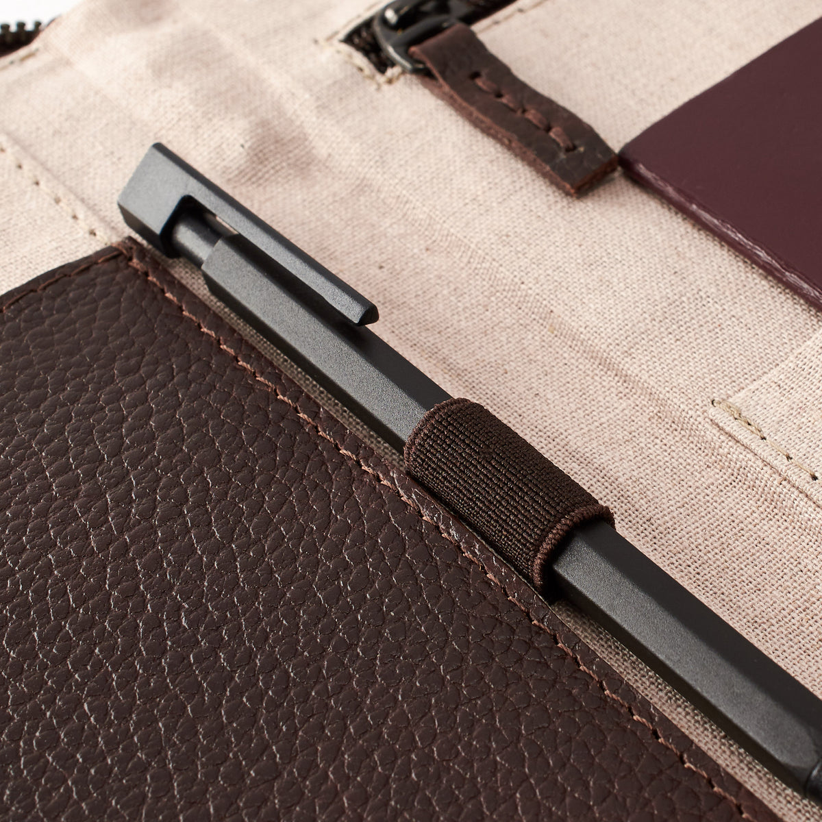 Elastic Band. Dark brown leather passport for travelers, gifts for men. Travel journal, document organizer holder