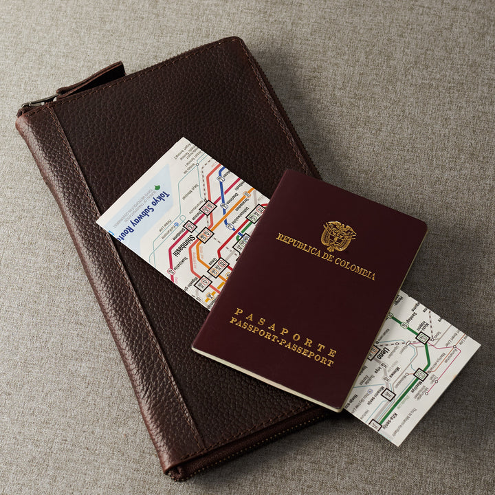 Style. Dark brown Passport Holder for travelers, document organizer, travel journal by Capra Leather