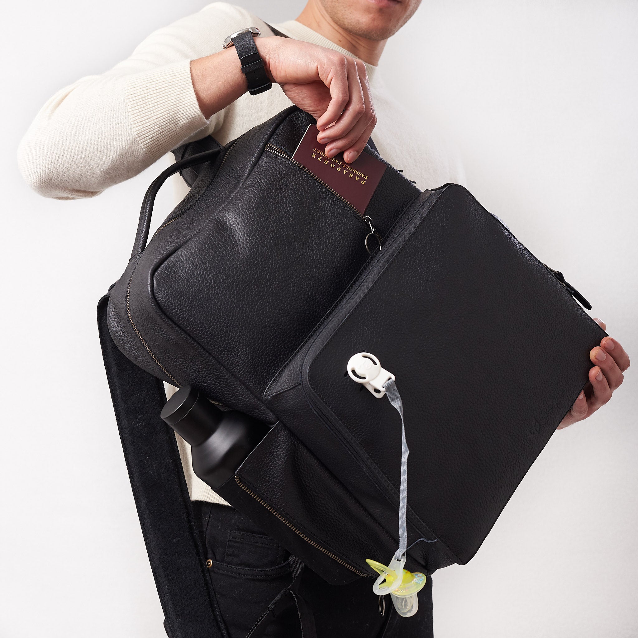 Diaper Bag Backpack · Black by Capra Leather