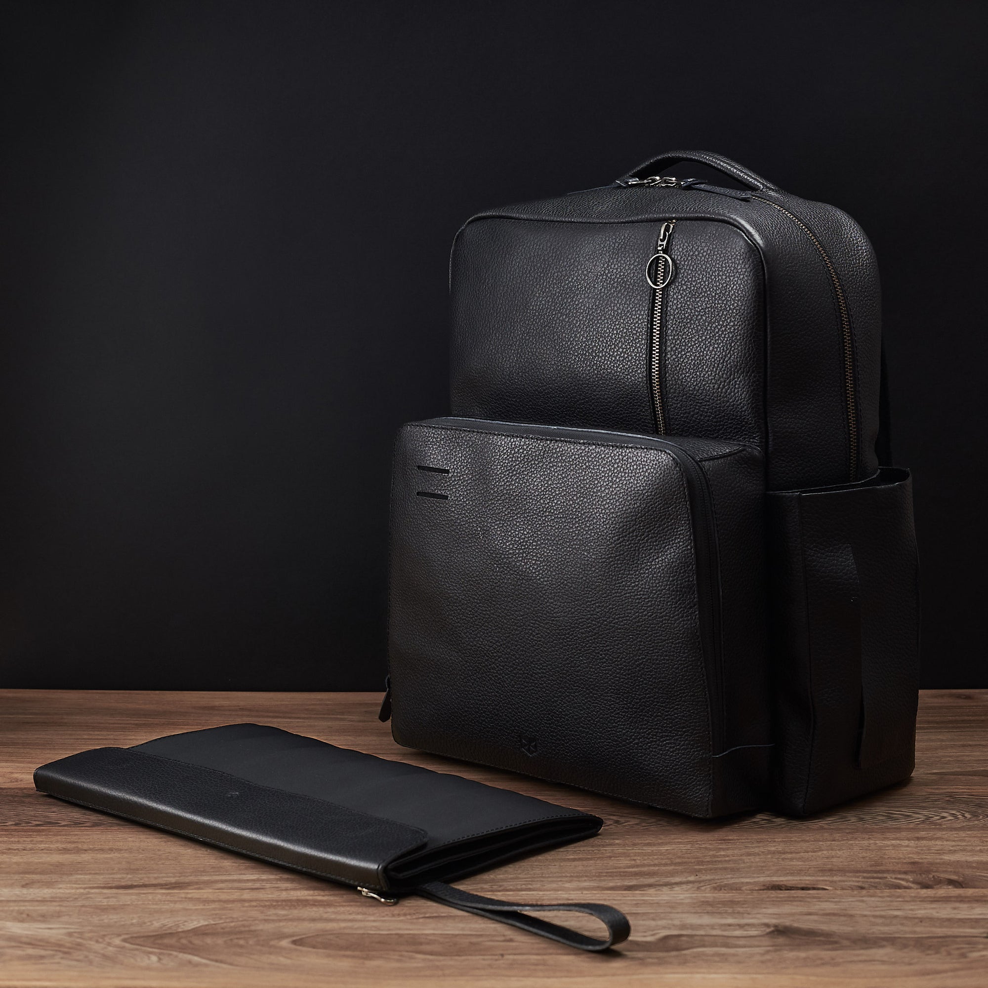 black leather changing bag backpack Diaper Bag Backpack · Black by Capra Leather