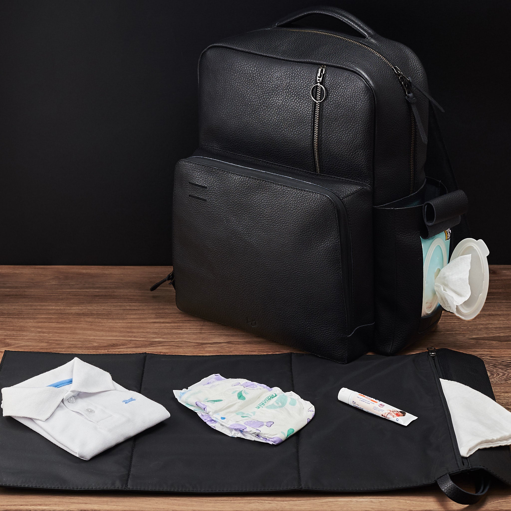 black leather nappy backpack Diaper Bag Backpack · Black 1 / Yes Please