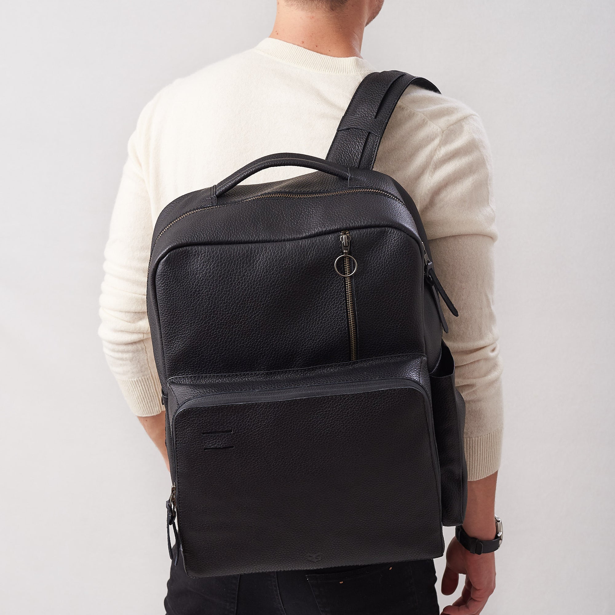 mens leather backpack black by capra leather