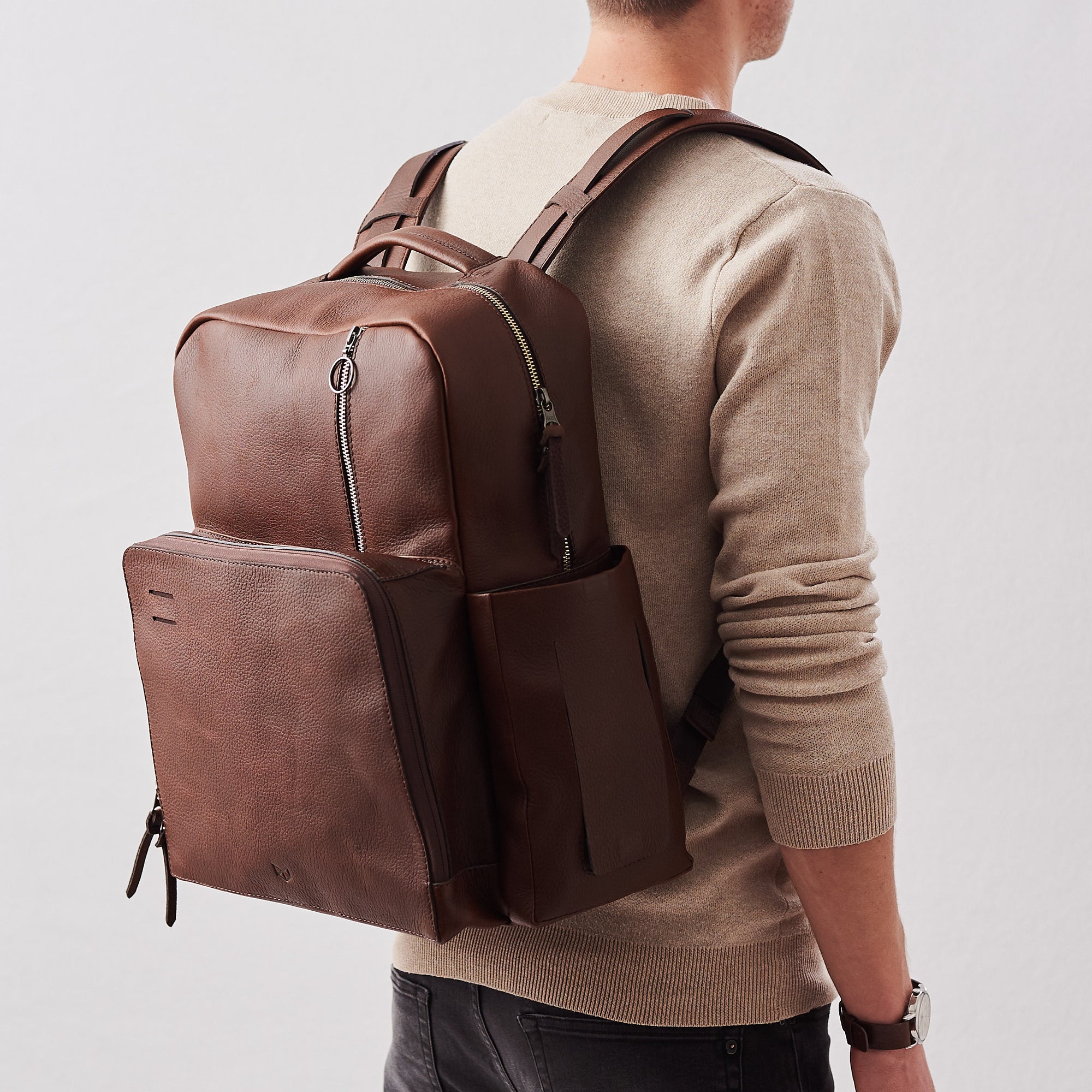 leather backpack for men brown by capra