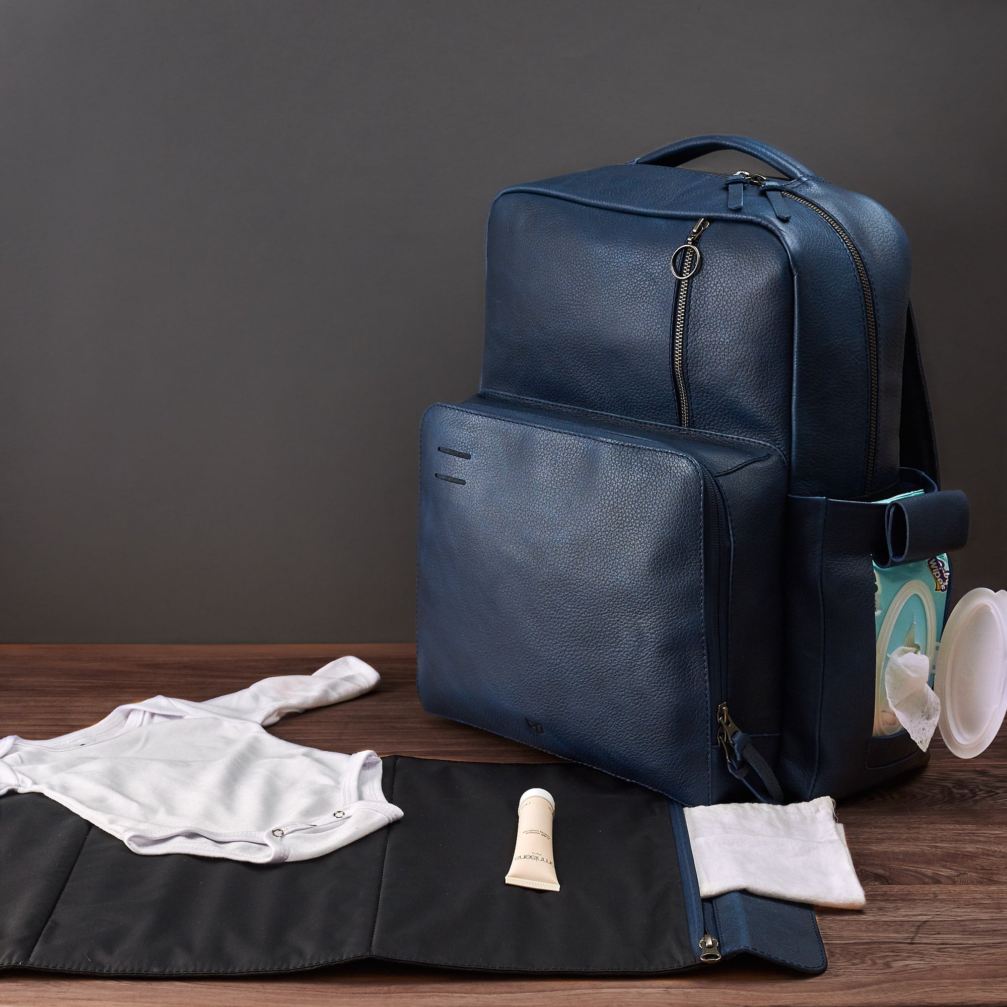 diaper bag leather backpack Diaper Bag Backpack · Navy by Capra Leather