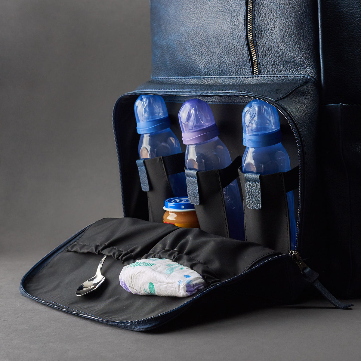 best backpack diaper bag navy by capra leather