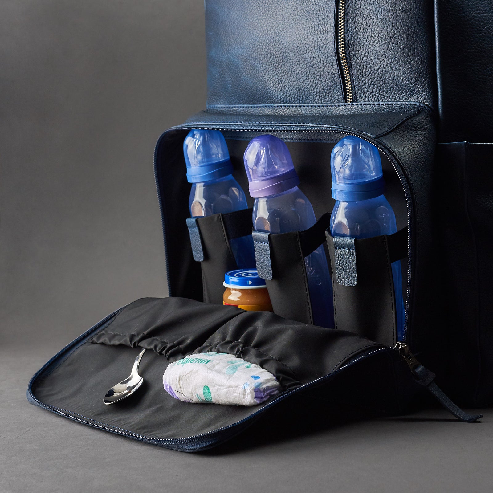 best backpack diaper bag navy by capra leather