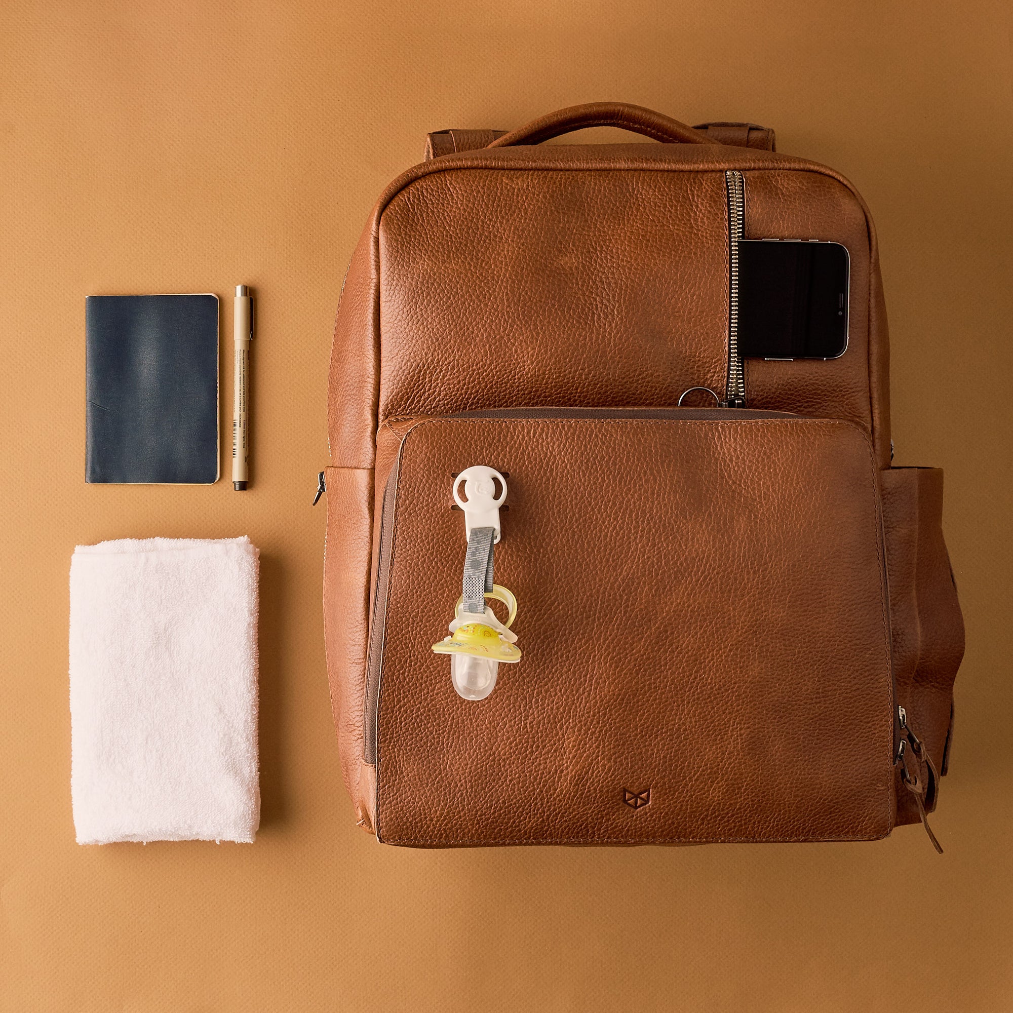 brown leather backpack changing bag Diaper Bag Backpack · Tan by Capra Leather