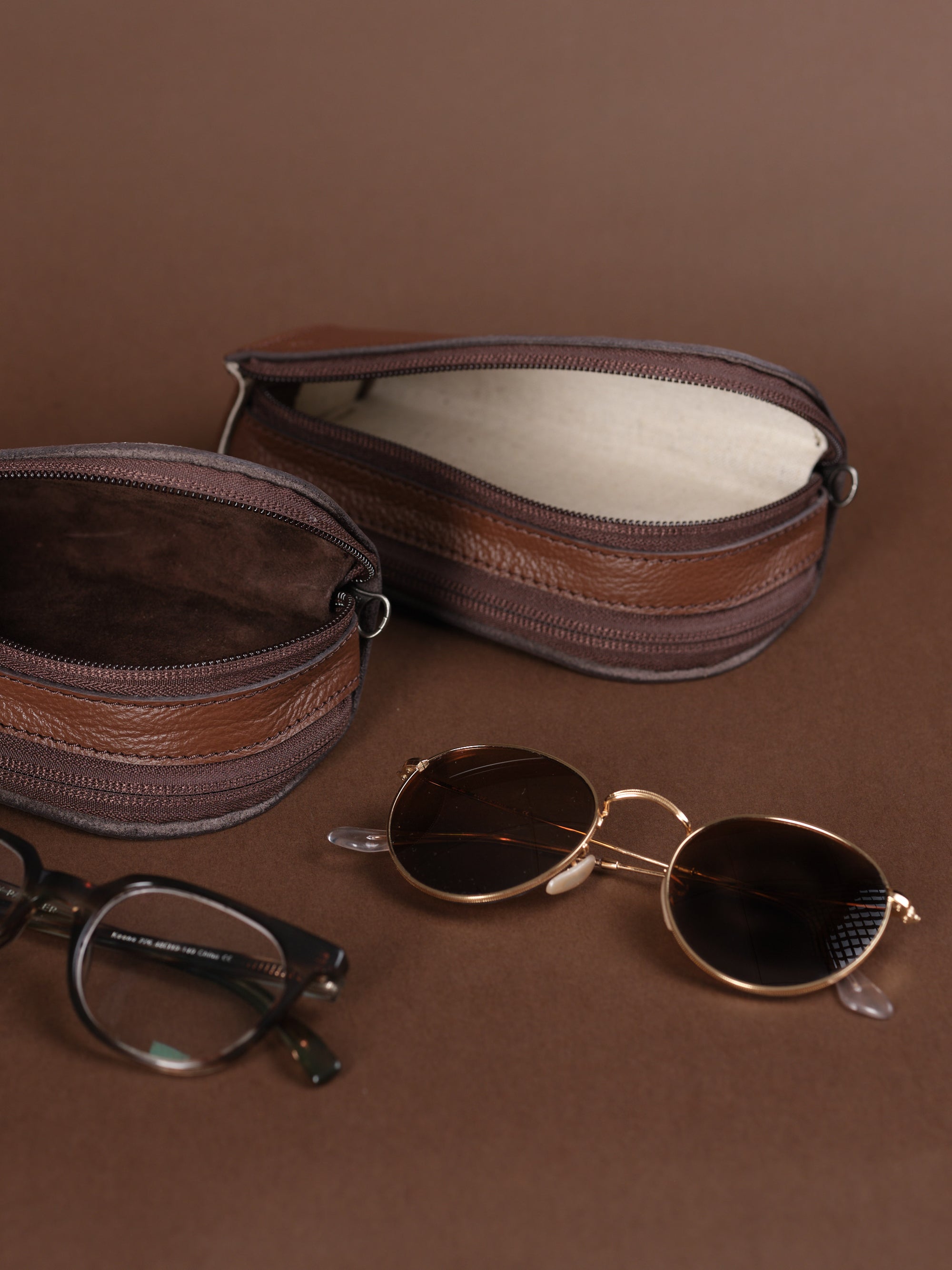 Double Glasses Case · Brown