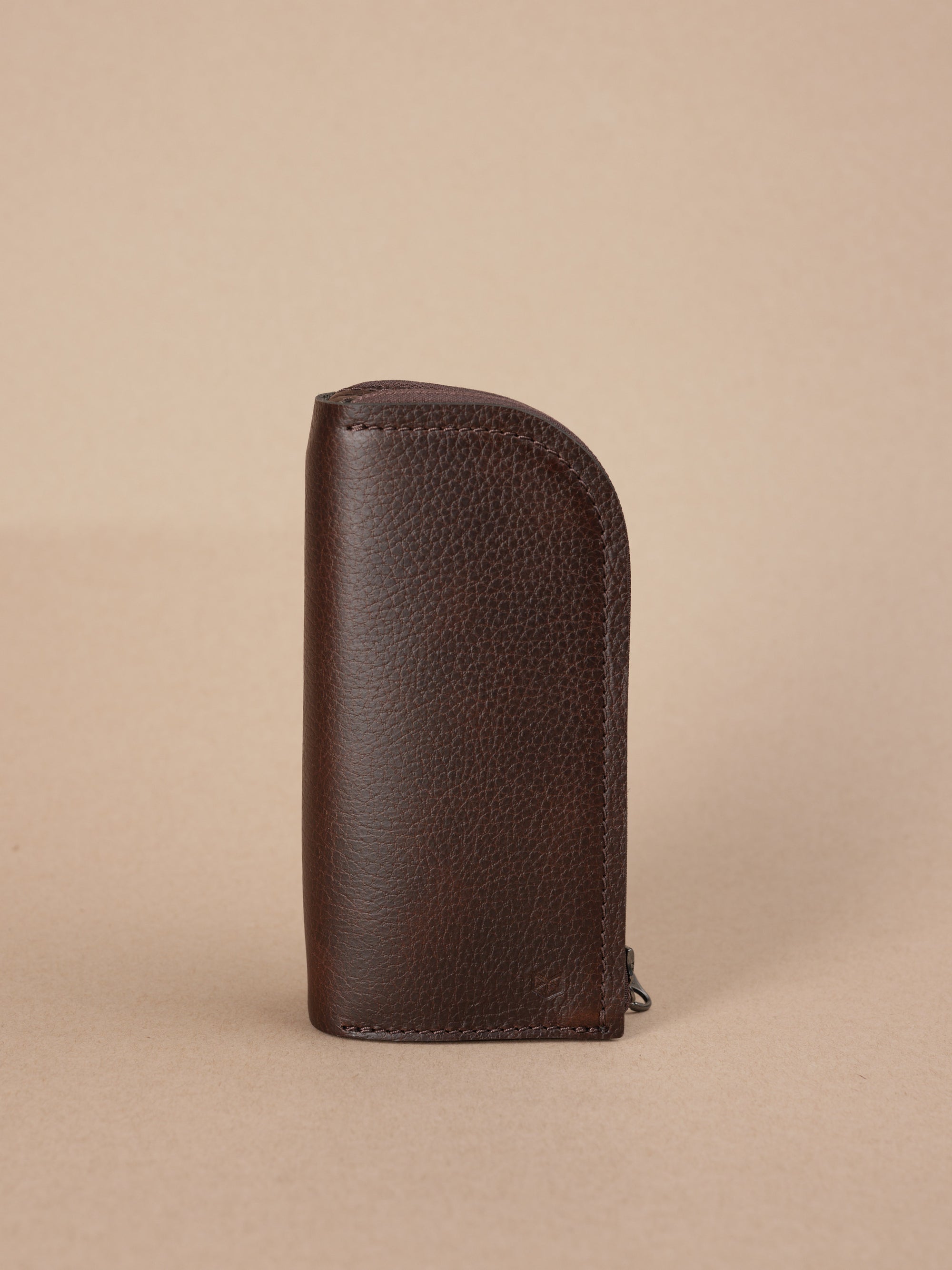 Hard shell glasses case dark brown by Capra Leather