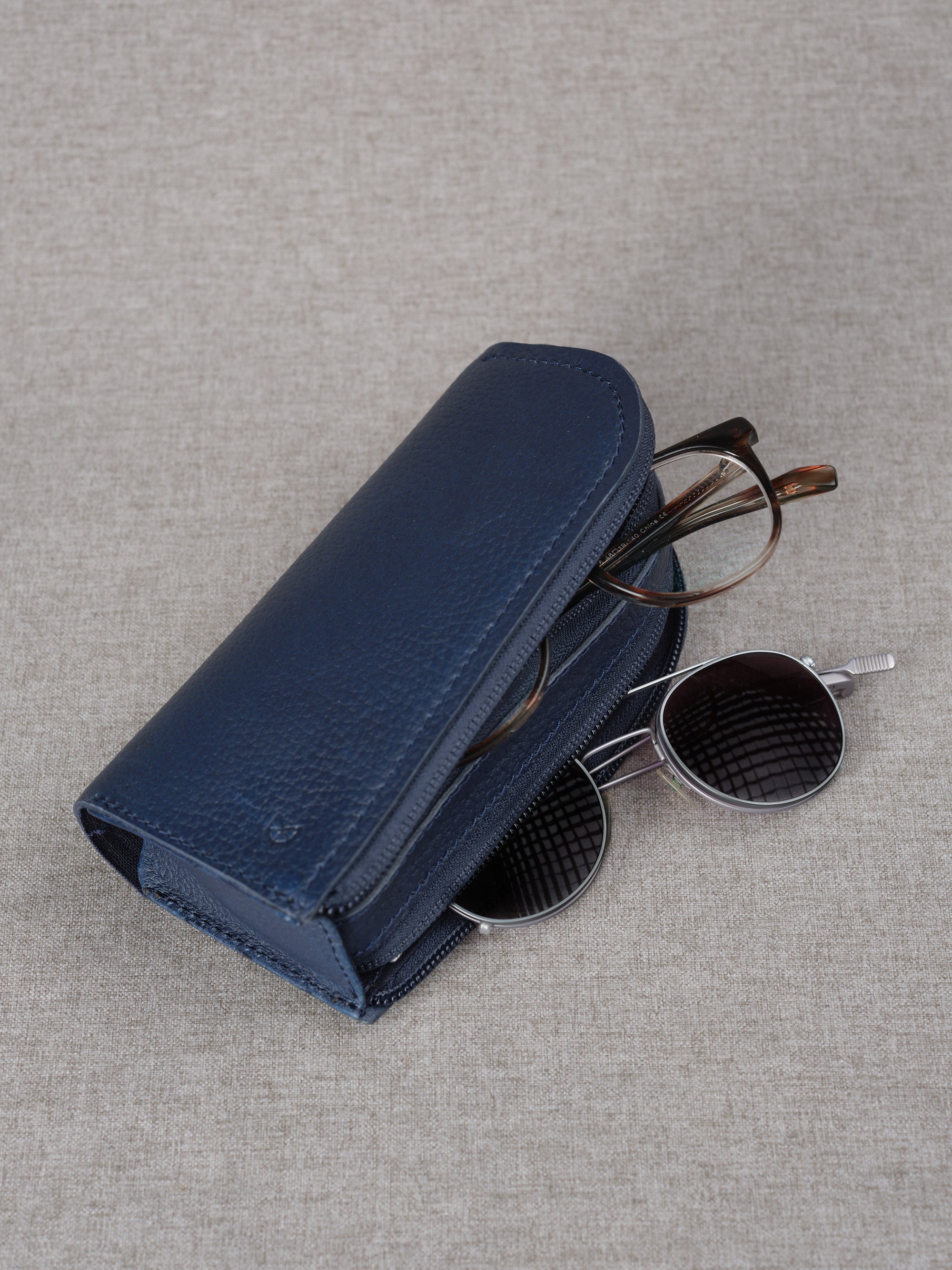 Rayban case navy by Capra Leather