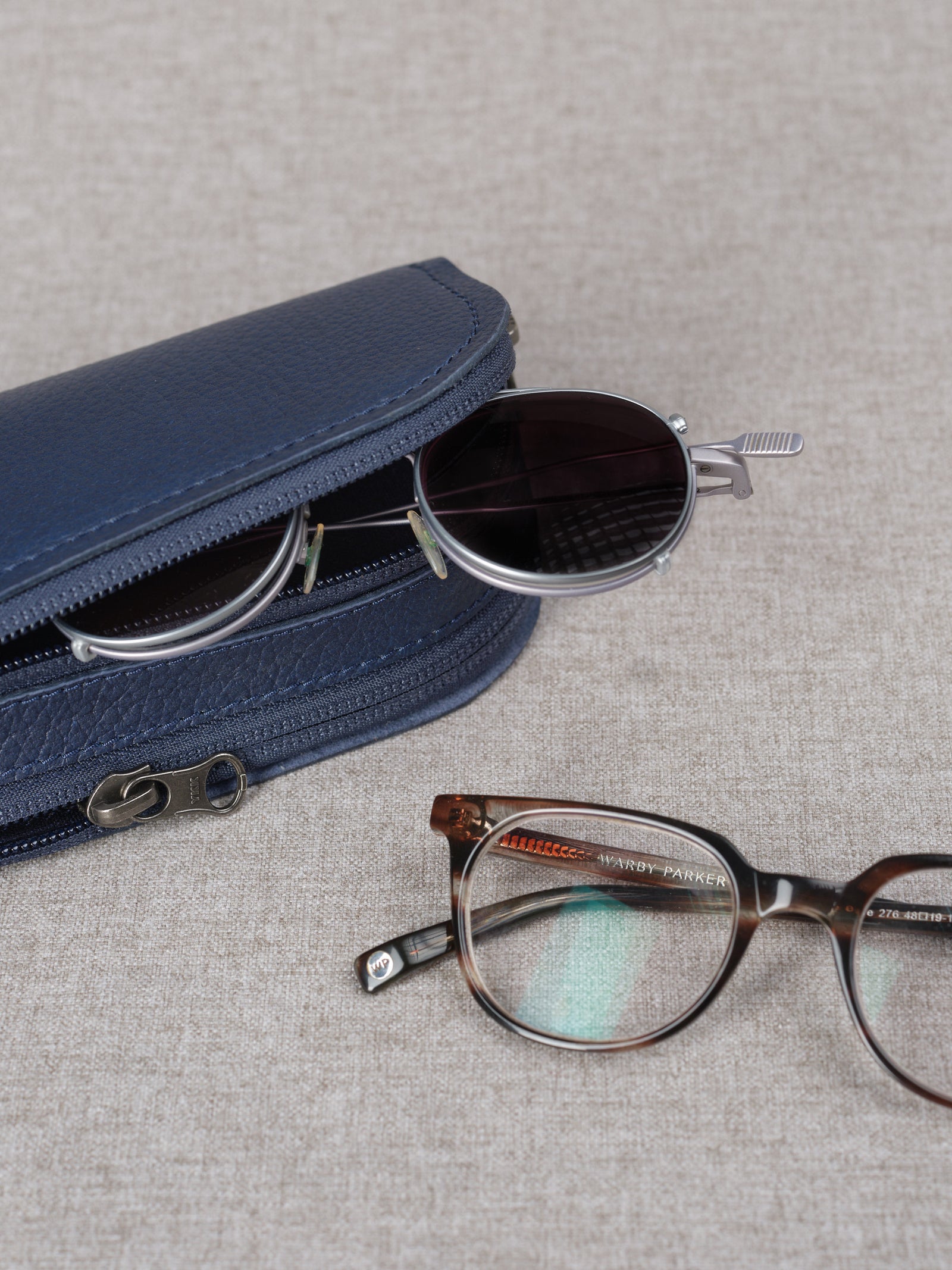 Large sunglass case navy by Capra Leather