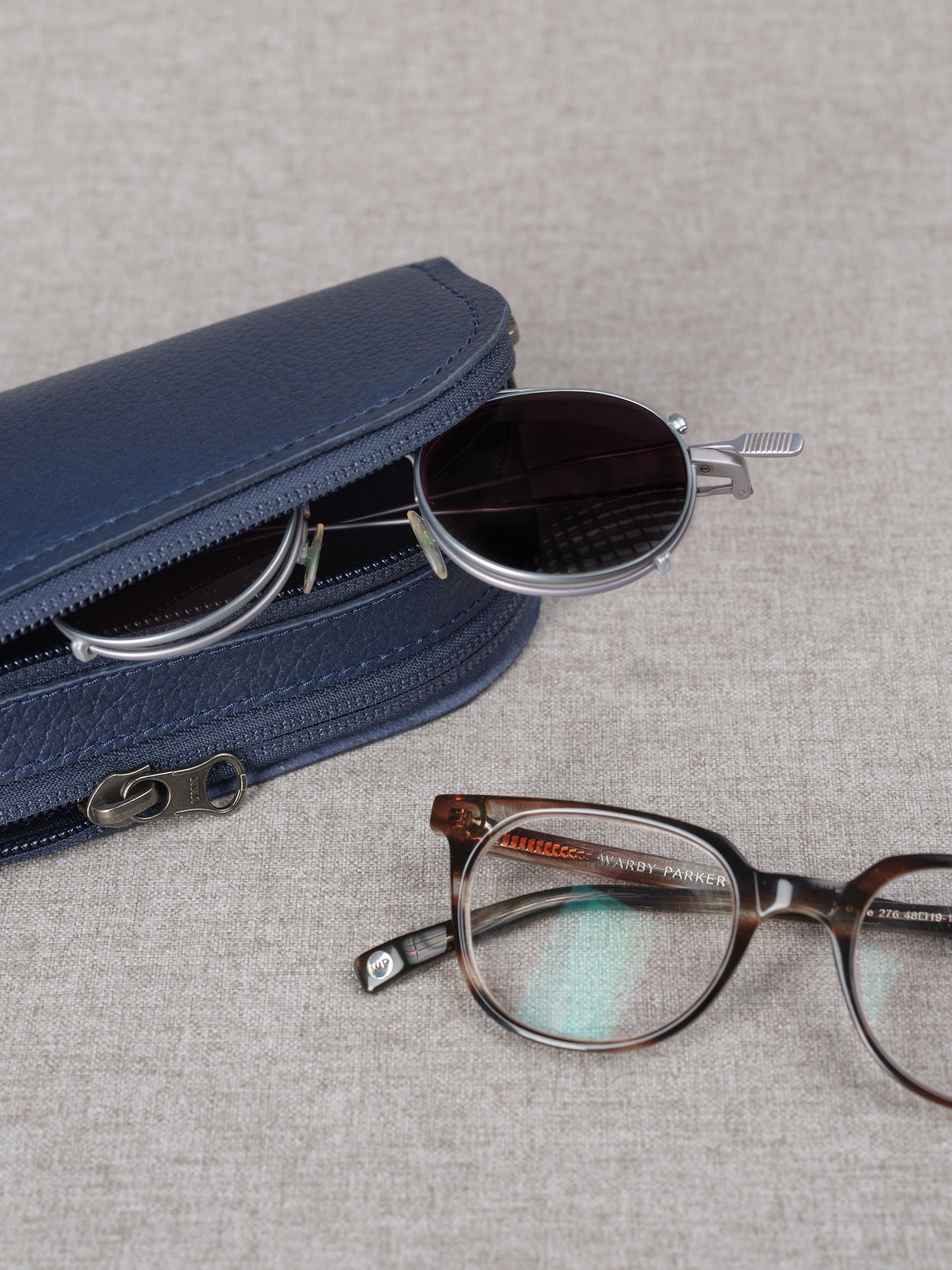 Large sunglass case navy by Capra Leather