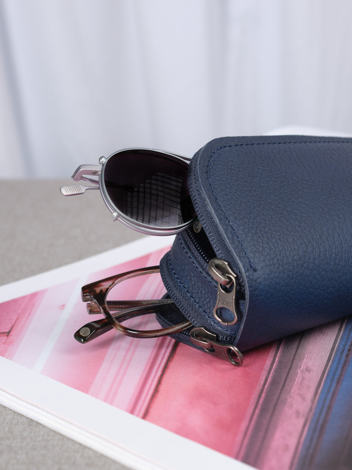 Eyeglasses case navy by Capra Leather