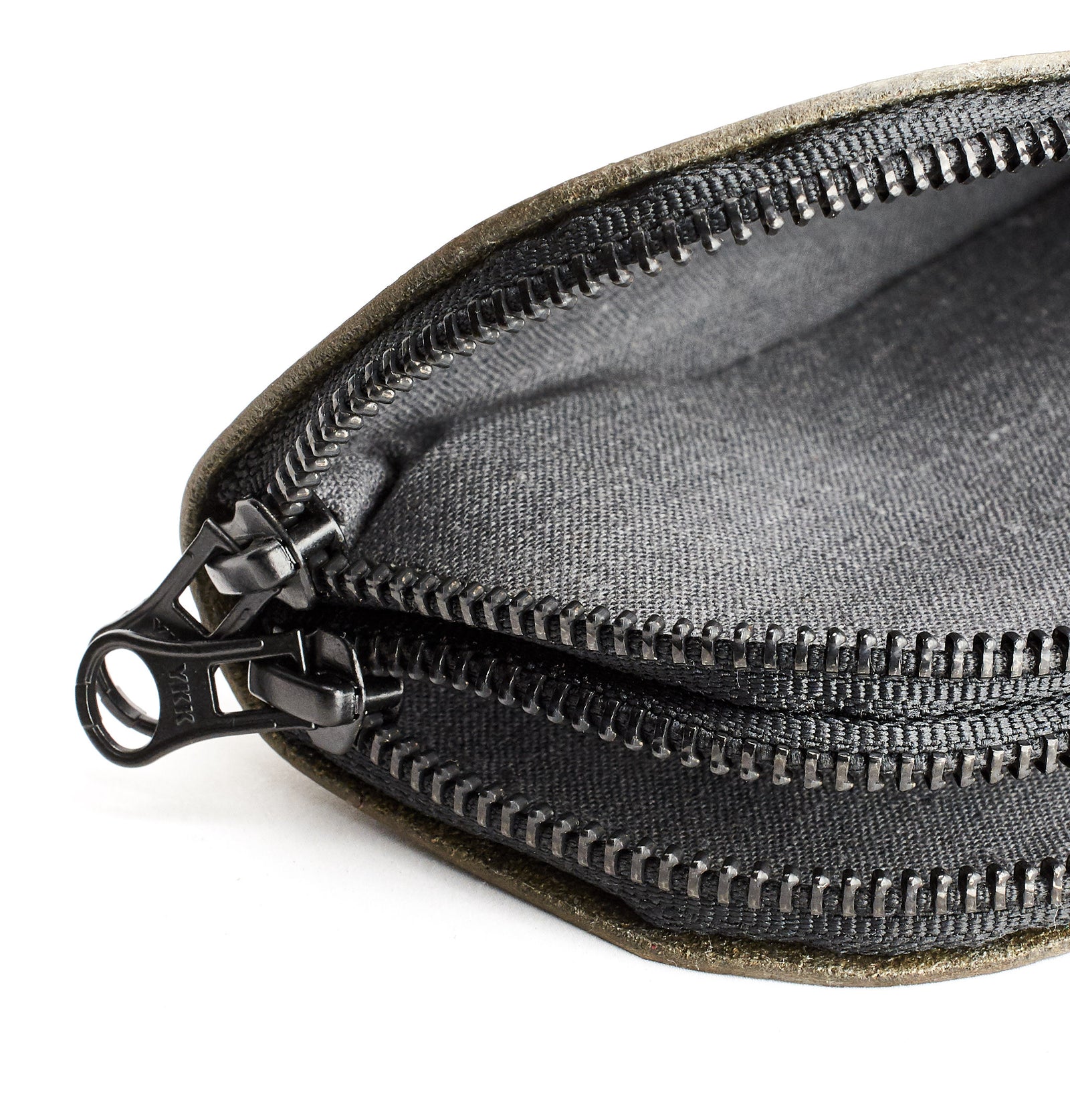 Soft Linen interior. Handmade green leather glasses case with double compartment for sunglasses and reading glasses