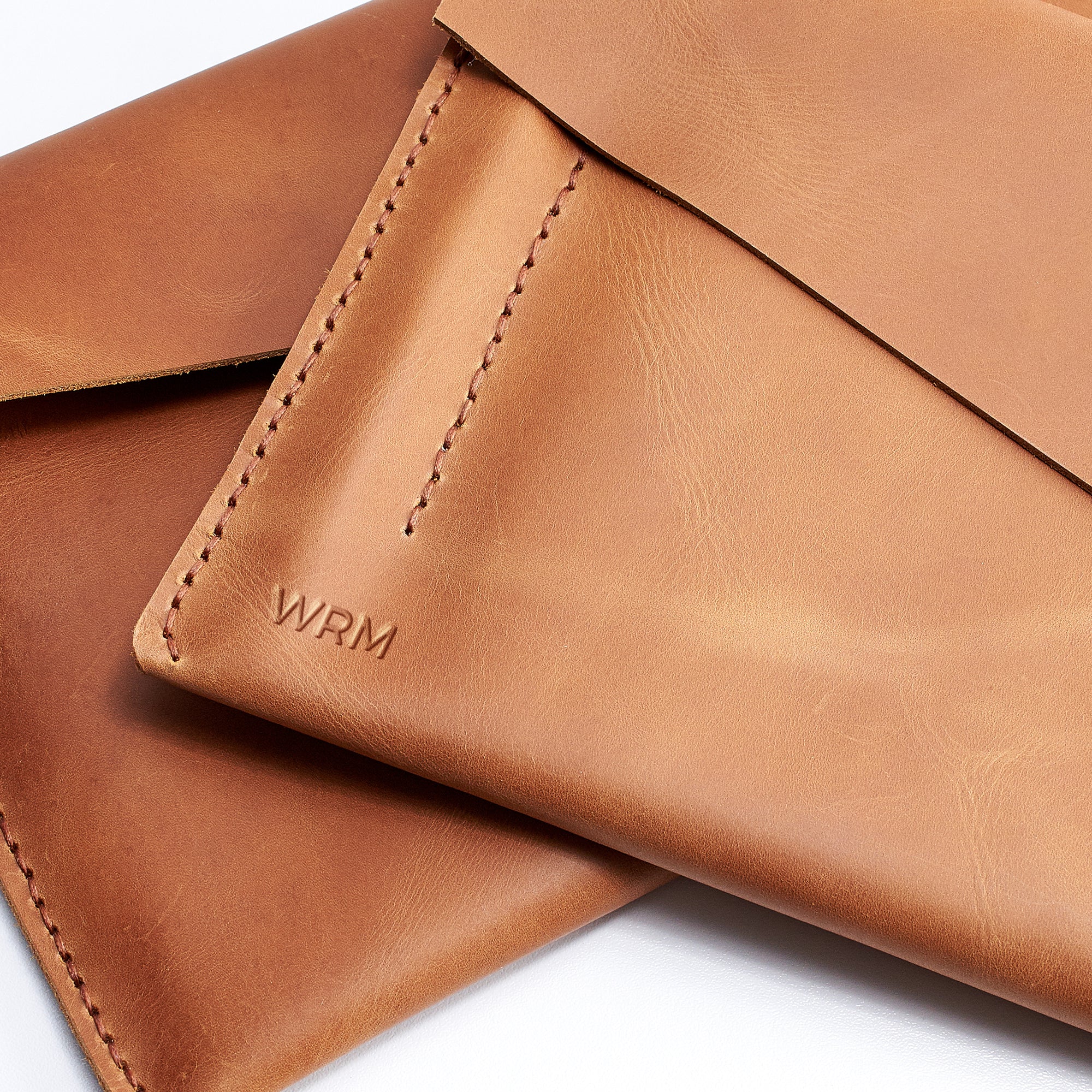 Custom Embossing. iPad Sleeve. iPad Leather Case Tan With Apple Pencil Holder by Capra Leather