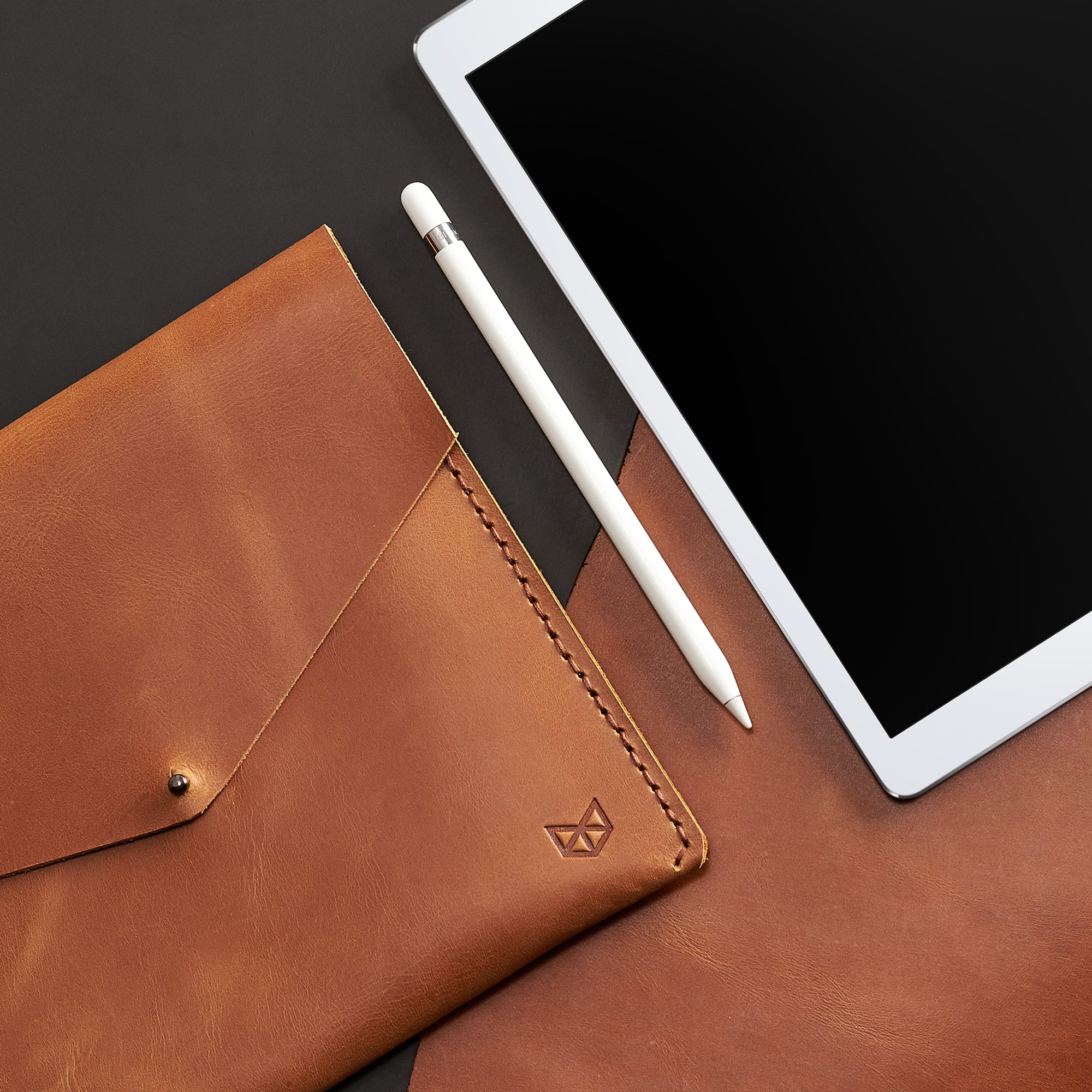 Apple Accessories. iPad Sleeve. iPad Leather Case Tan With Apple Pencil Holder by Capra Leather