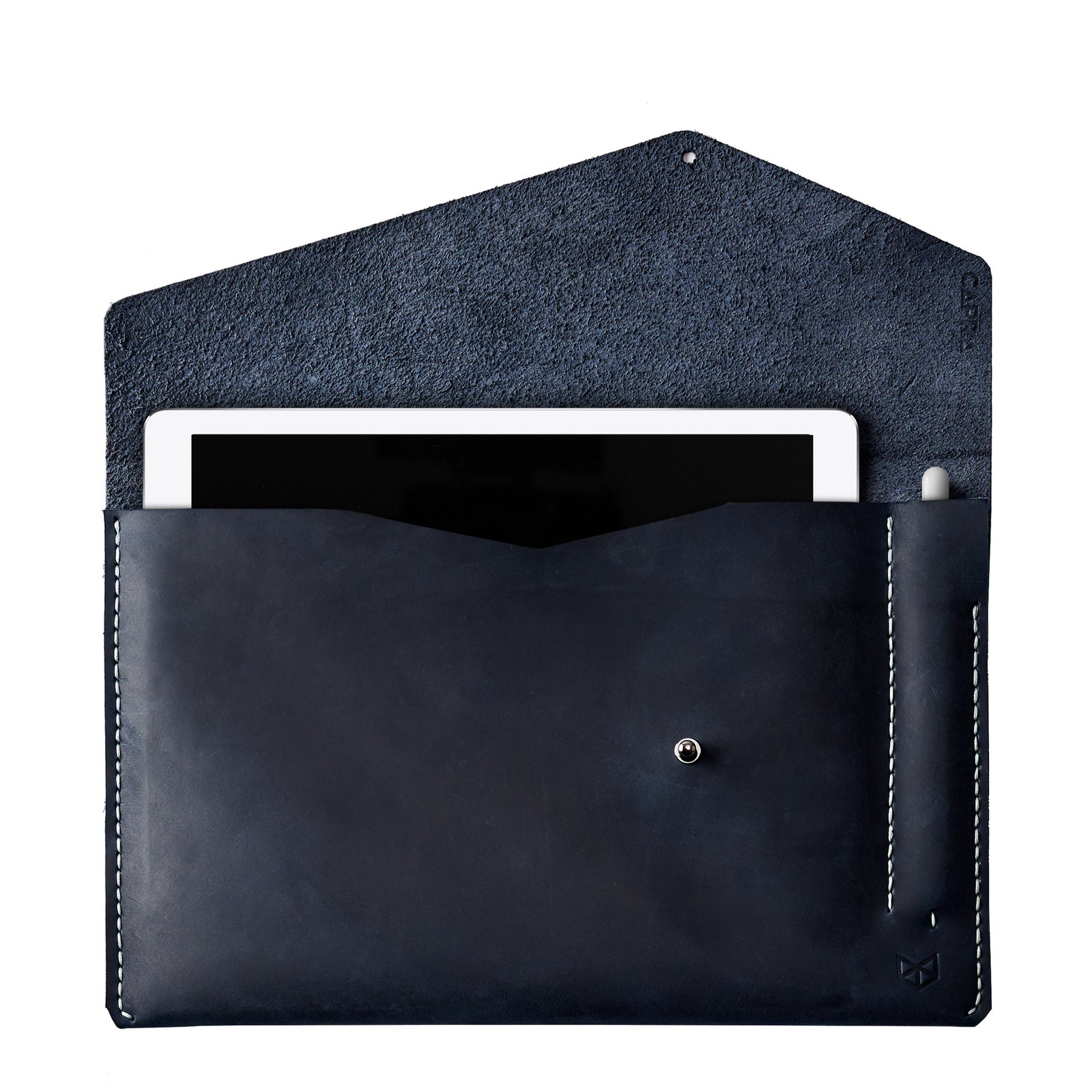 Blue leather sleeve for ASUS Zenbook Pro Duo. Mens gifts