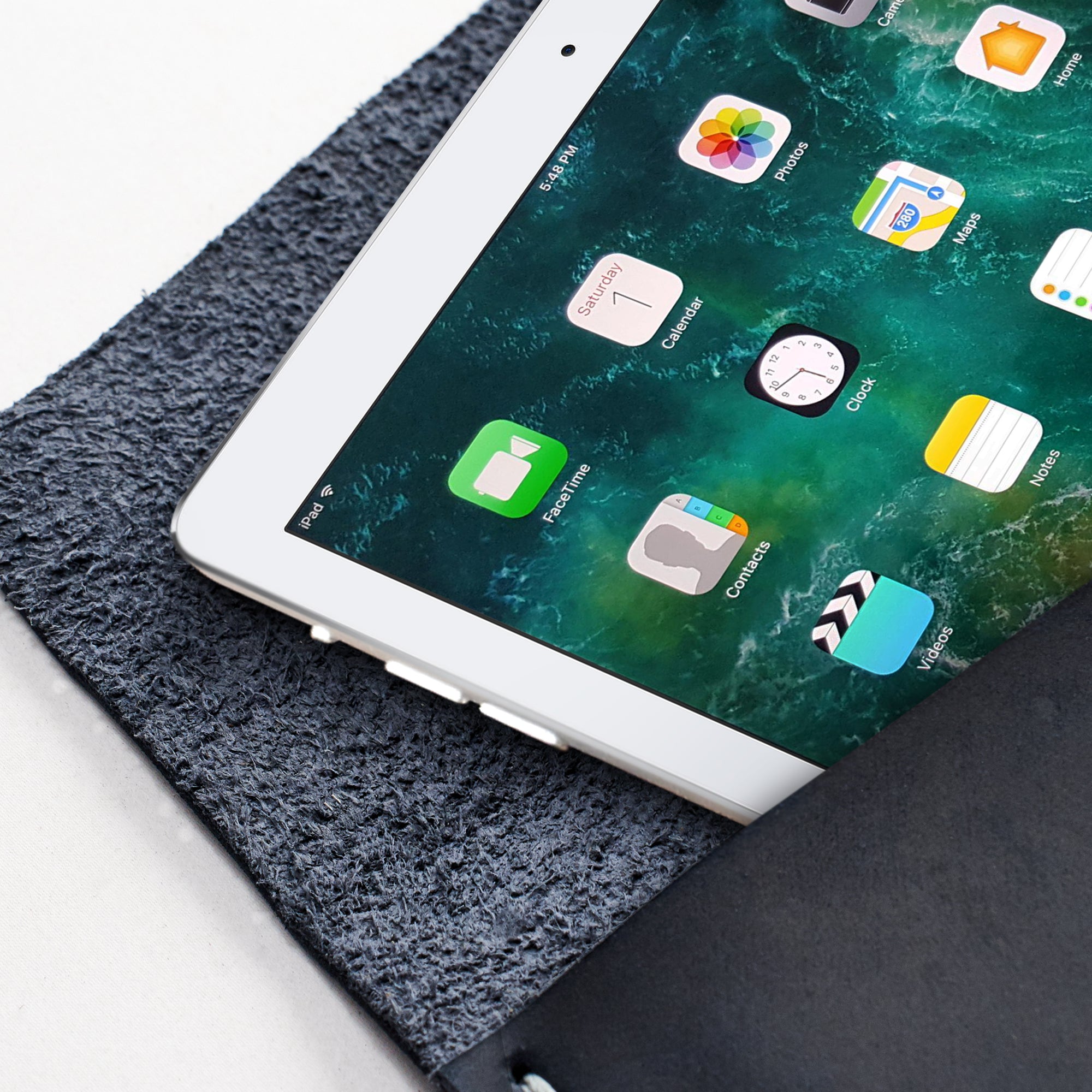 Apple Accessories. iPad Sleeve. iPad Leather Case Navy With Apple Pencil Holder by Capra Leather