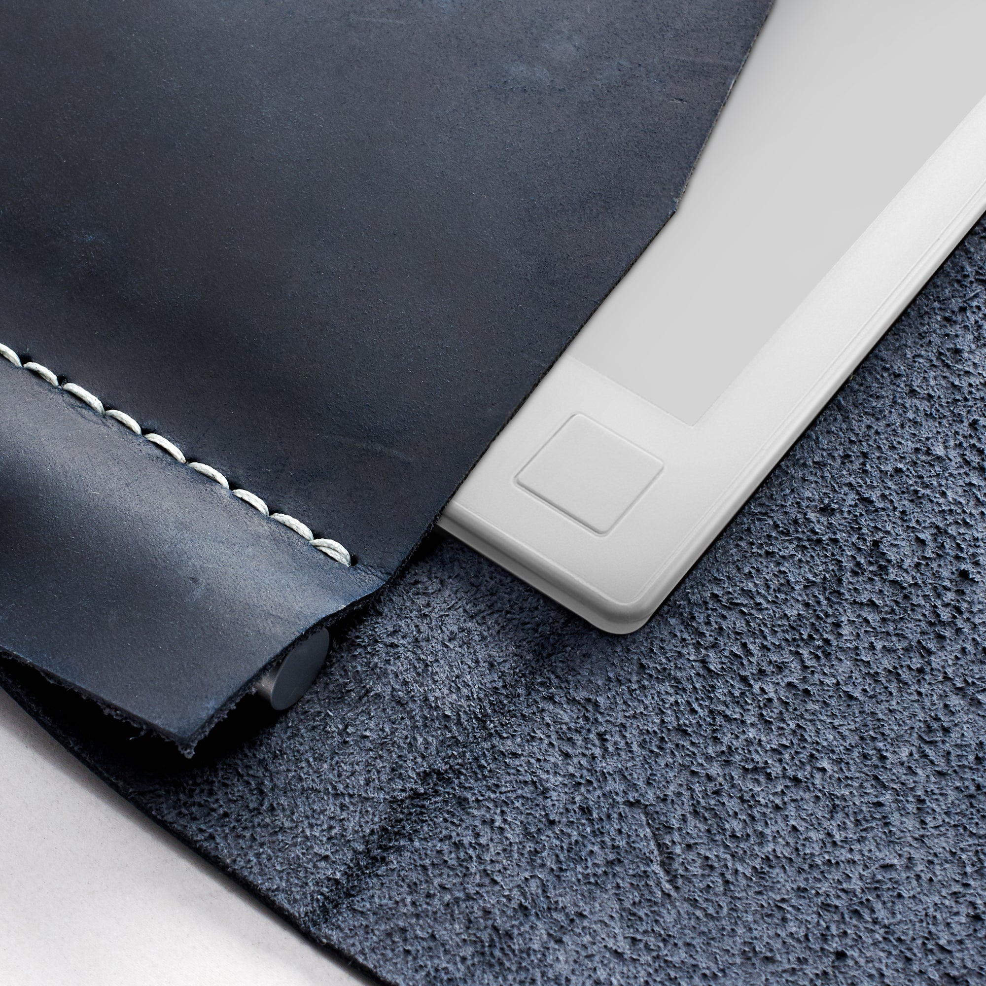 Soft interior. Blue handcrafted leather reMarkable tablet case. Folio with Marker holder. Paper E-ink tablet minimalist sleeve design. 