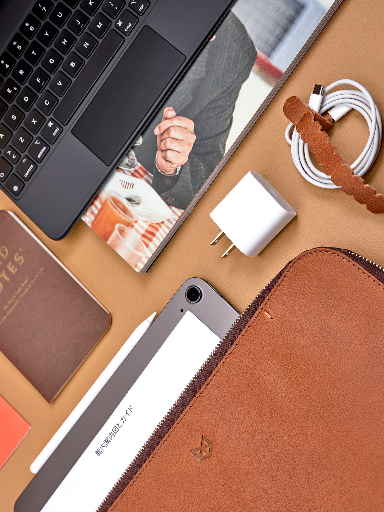 Apple accessories. Draftsman 6 iPad Case Tan, iPad Pro 11-inch, iPad Pro 12.9-inch, M1 Chip by Capra Leather