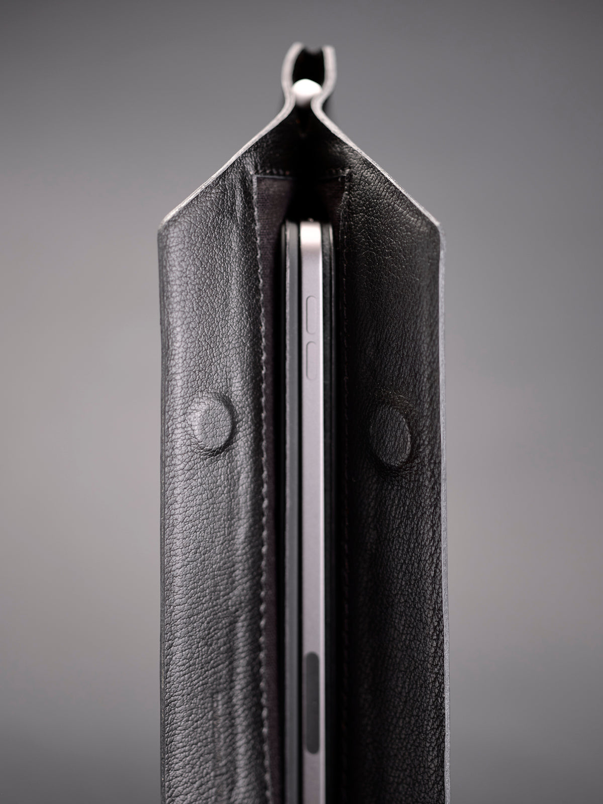 Magnetic closure. Draftsman 7 iPad Sleeve Cover Black, iPad Pro 11-inch, iPad Pro 12.9-inch, M1 Chip by Capra Leather