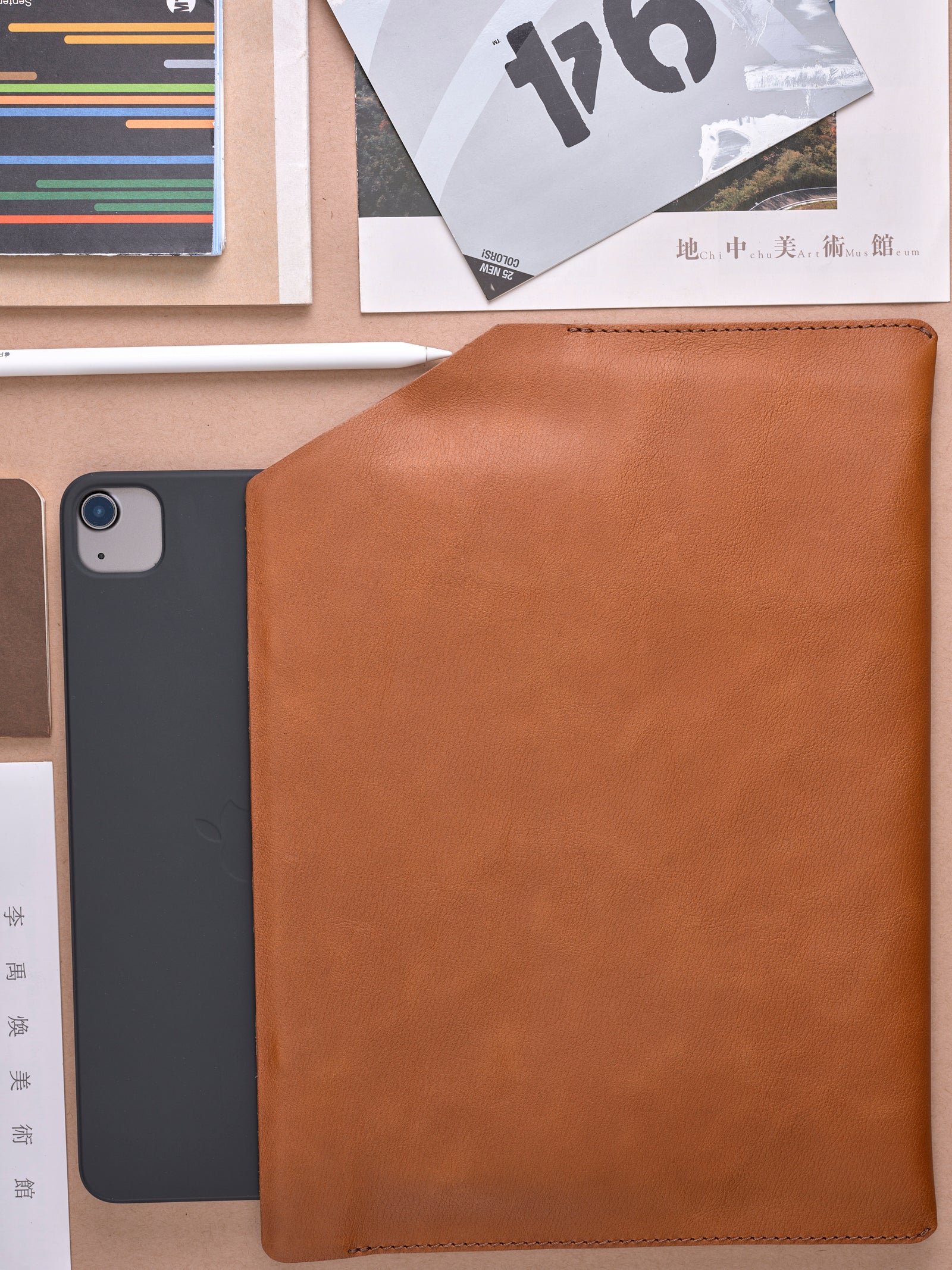 Magic Keyboard. Draftsman 7 iPad Sleeve Cover Tan, iPad Pro 11-inch, iPad Pro 12.9-inch, M1 Chip by Capra Leather