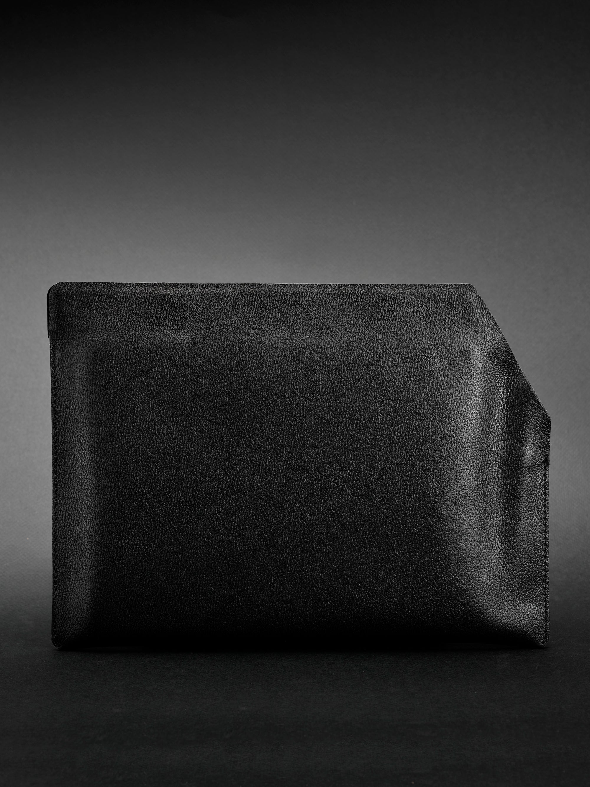 Front view. Draftsman 7 iPad Sleeve Cover Black, iPad Pro 11-inch, iPad Pro 12.9-inch, M1 Chip by Capra Leather