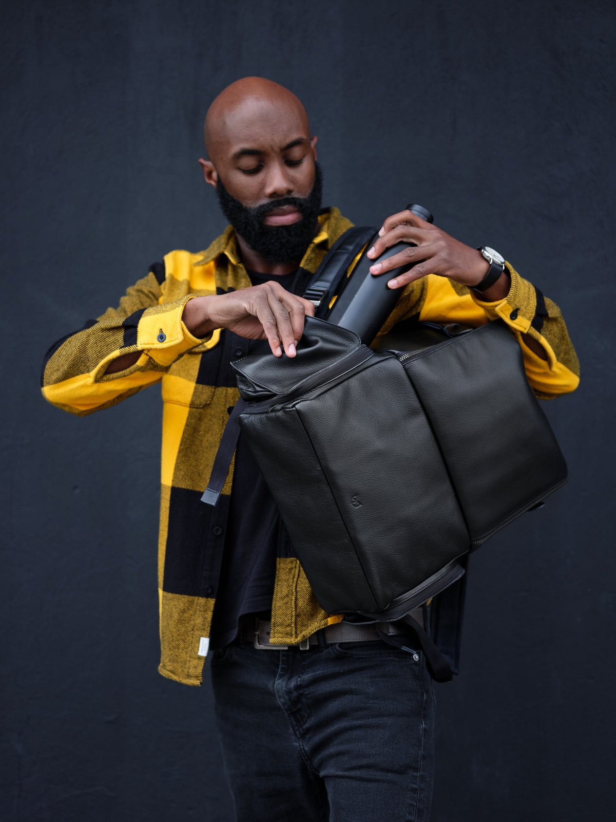 camera travel backpack black by capra leather