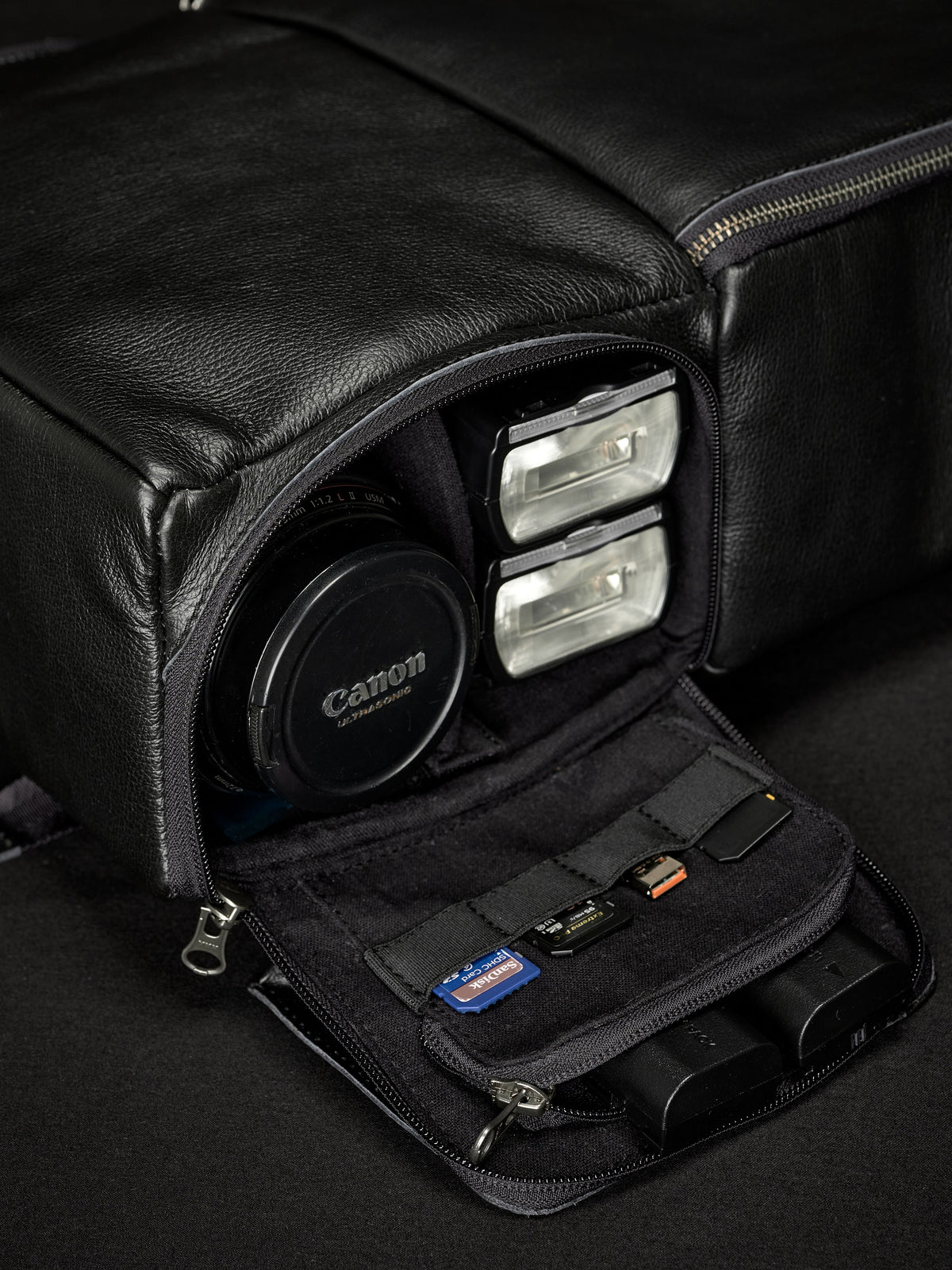 camera gear backpack black by capra leather