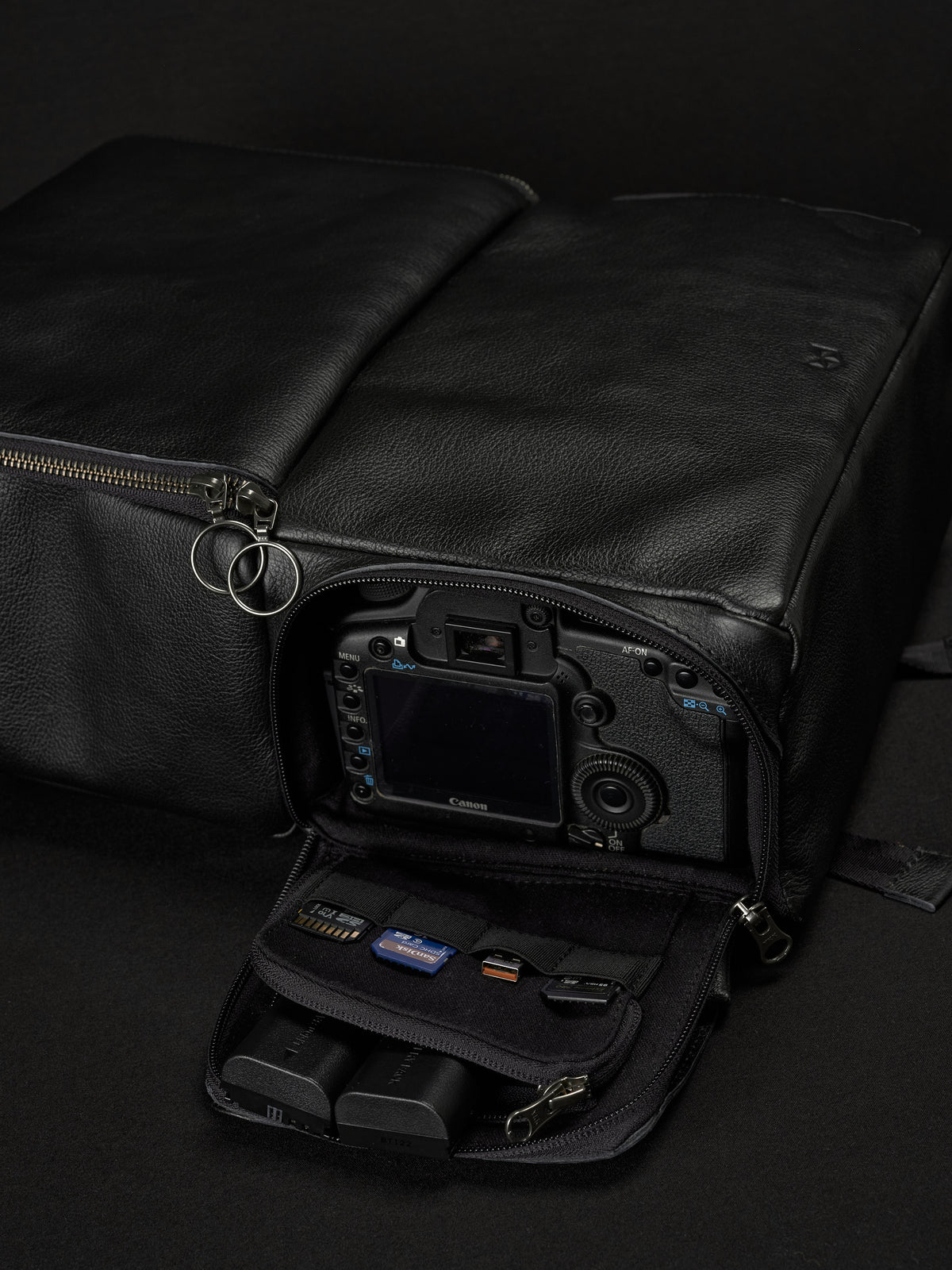 canon camera bag backpack black by capra leather