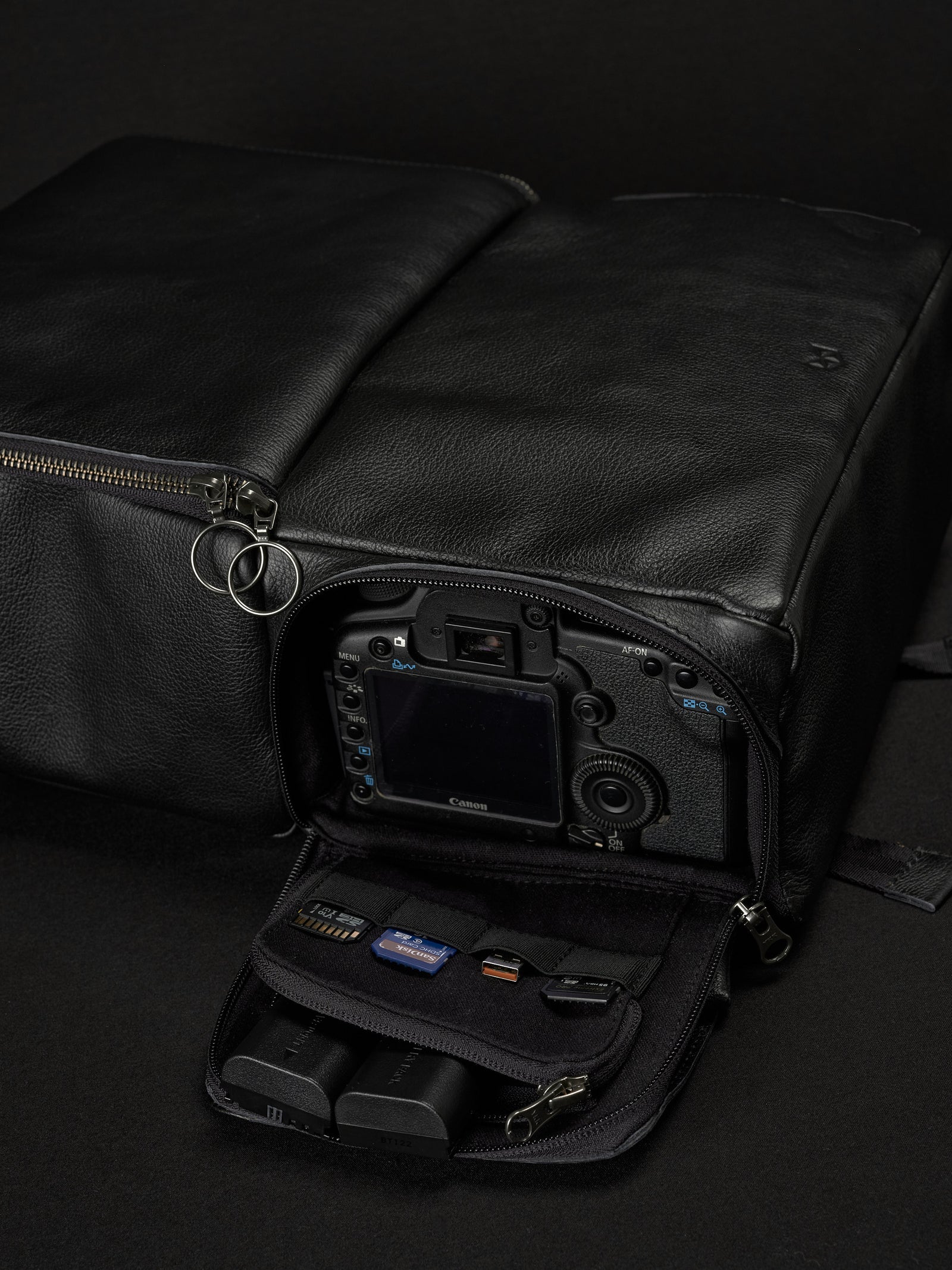 canon camera bag backpack black by capra leather