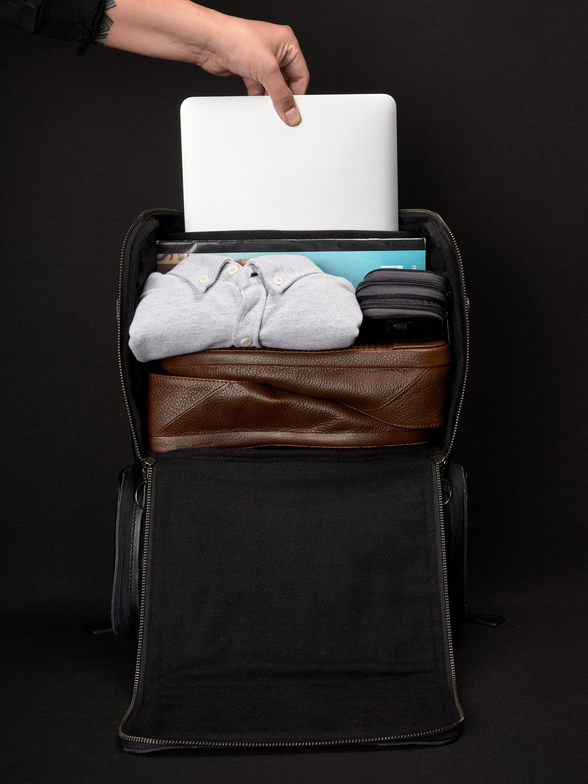 professional backpack black by capra leather