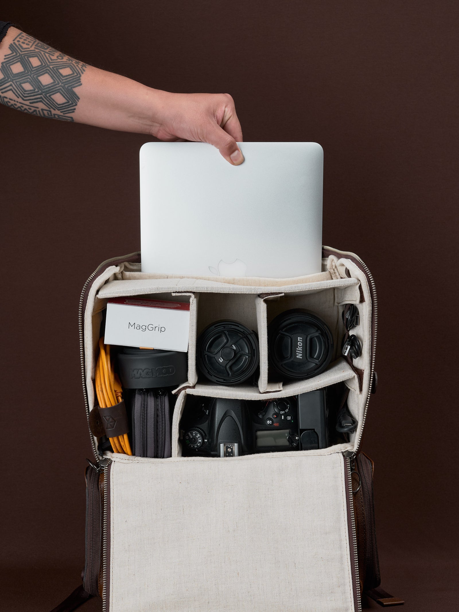 17 inch laptop dslr backpack brown by capra leather