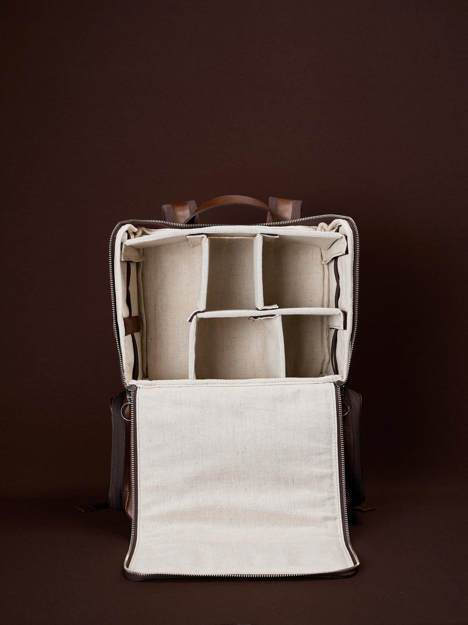 camera backpack laptop brown by capra leather