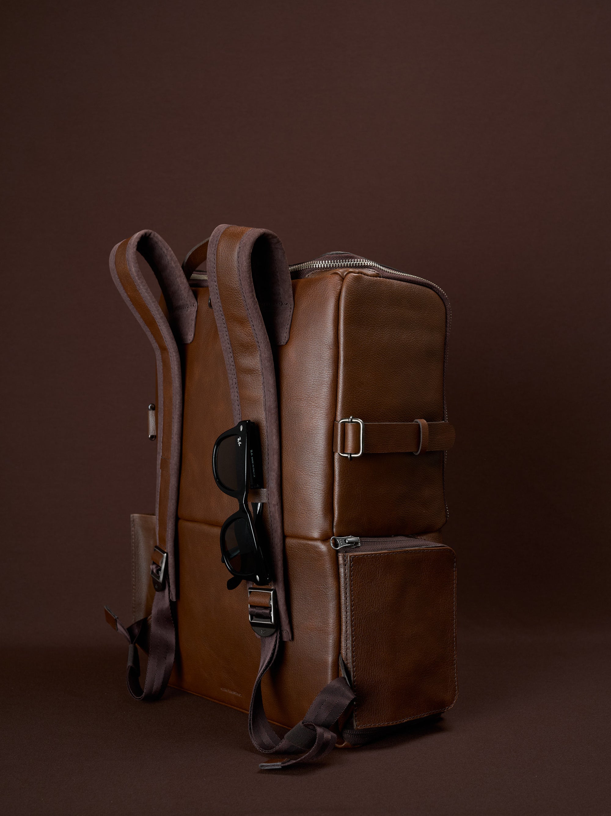 travel camera backpack brown by capra leather