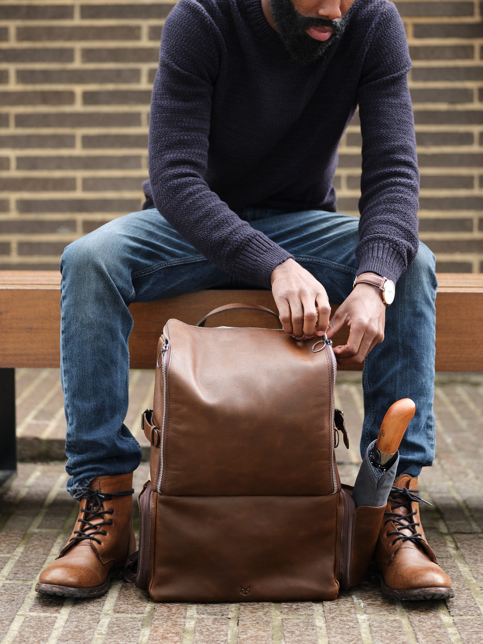 video camera backpack brown by capra leather