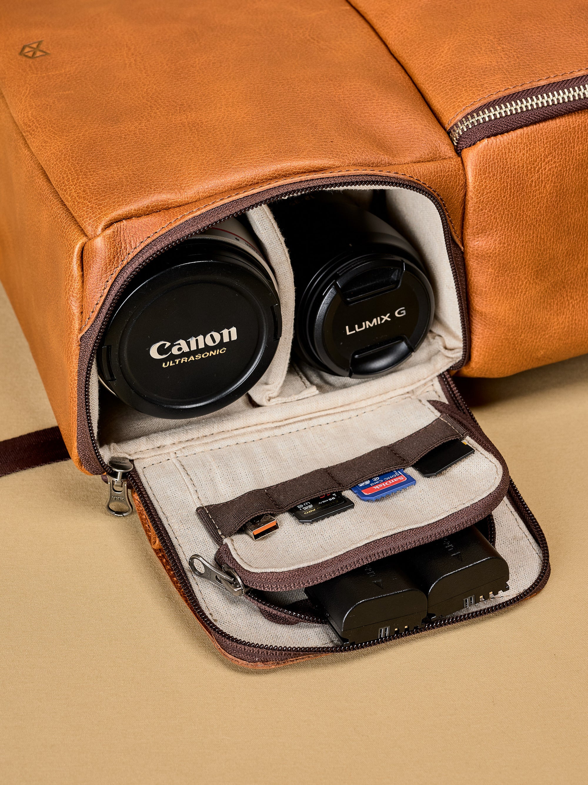 camera bag rucksacks tan by capra leather