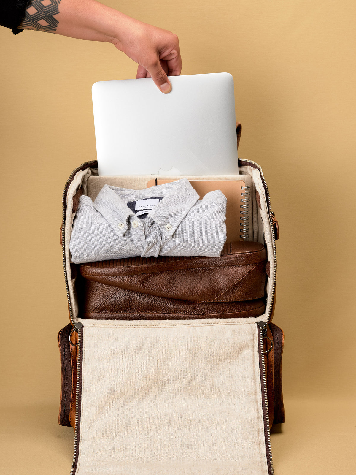 camera backpacks with laptop compartment tan by capra leather