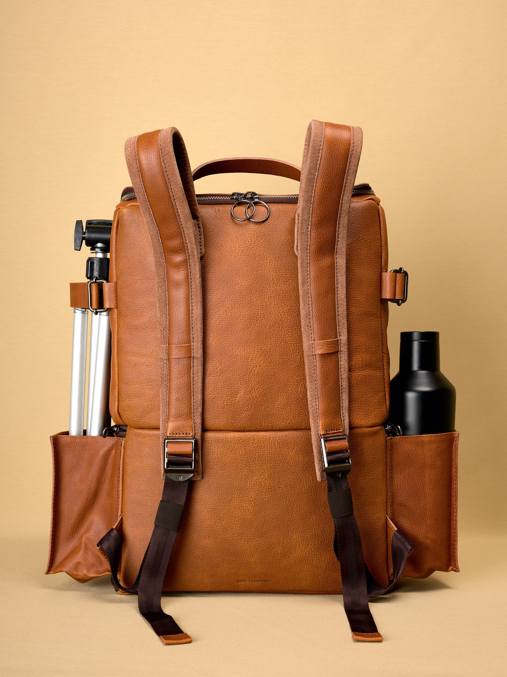 best backpack camera tan by capra leather