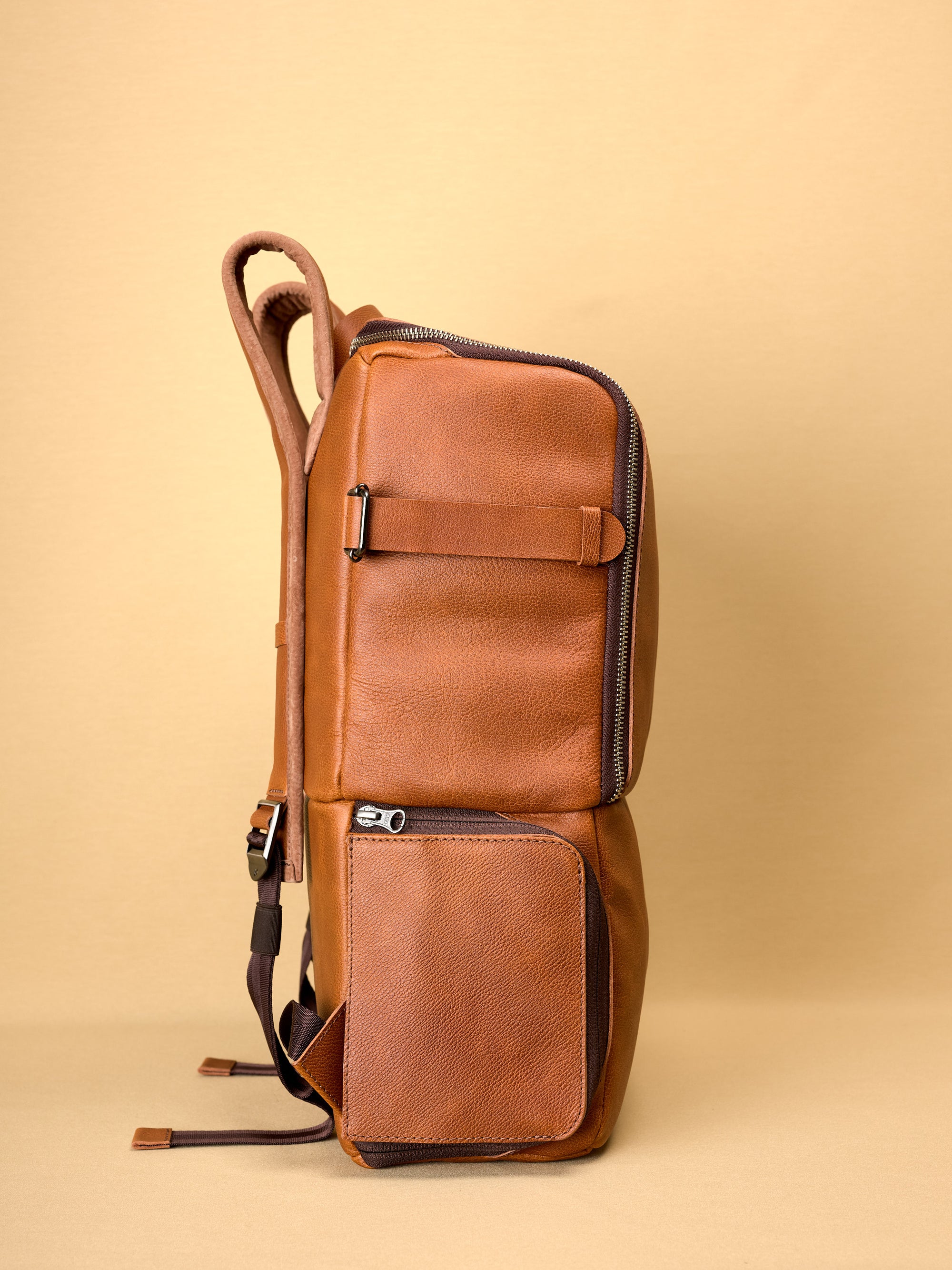 backpack for photographers tan by capra leather