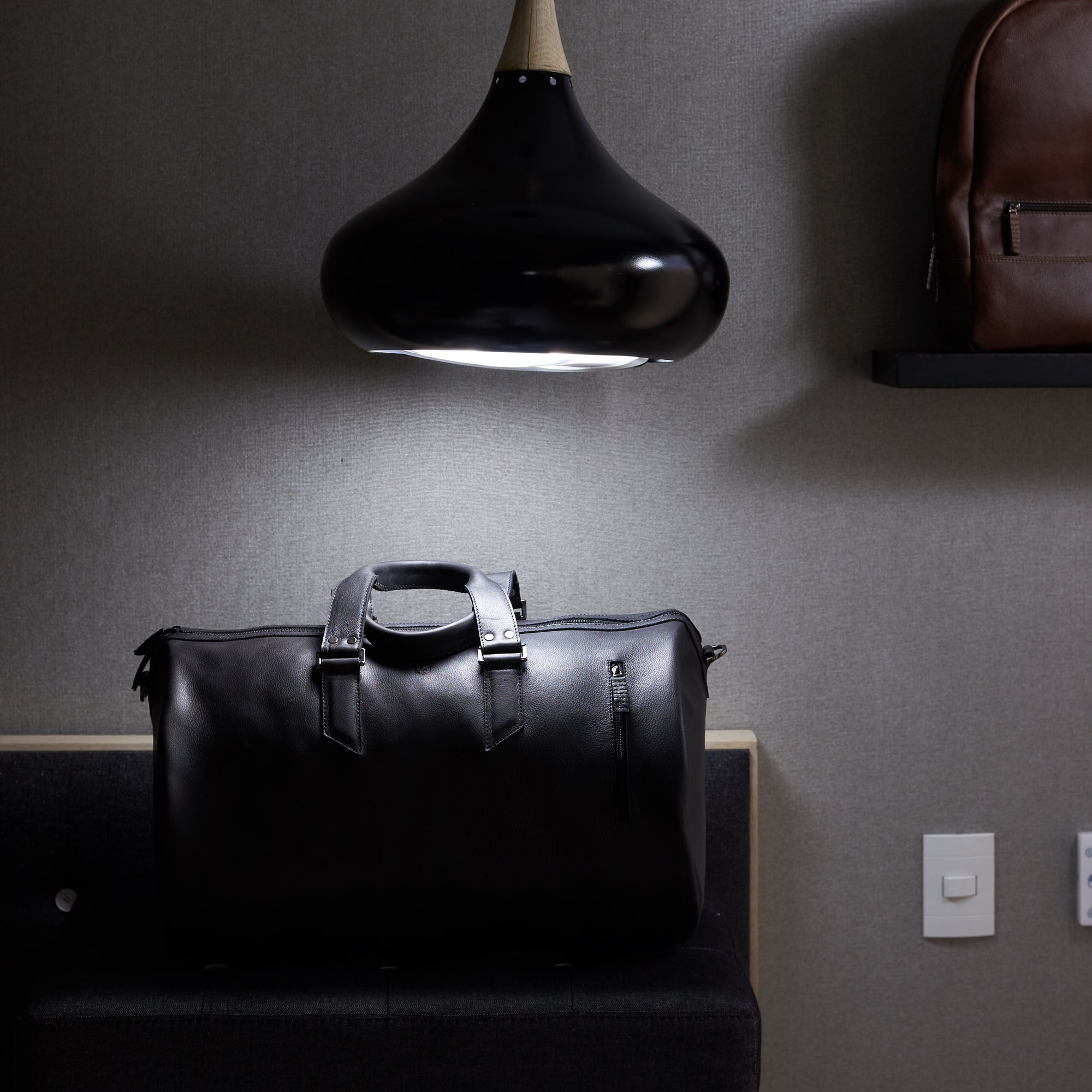 Travel style. Handmade black leather carry on bag. Gifts for him