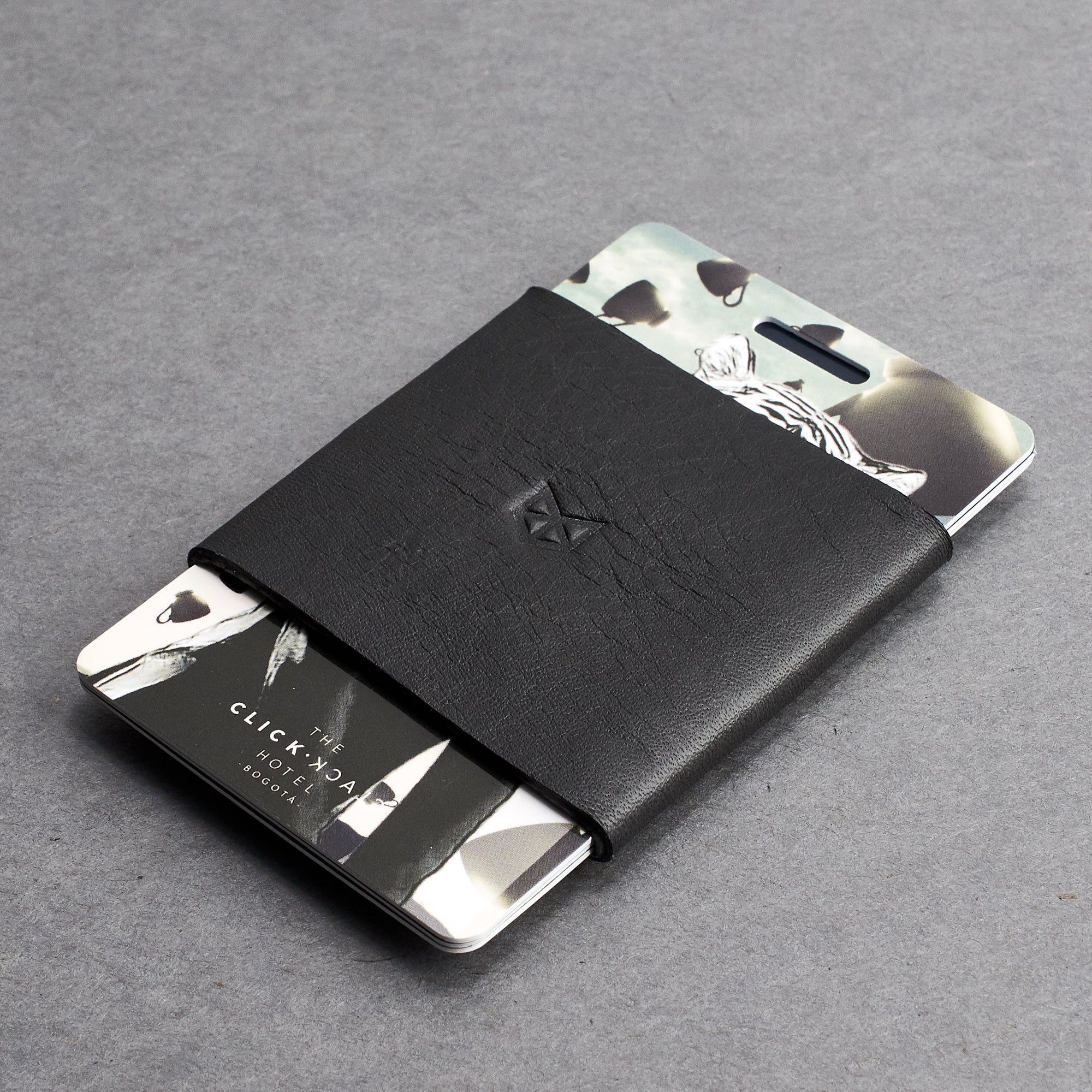 Elastic cardholder.  Black leather slim wallet gifts for men handmade accessories. Designer bifold wallet for mens gifts