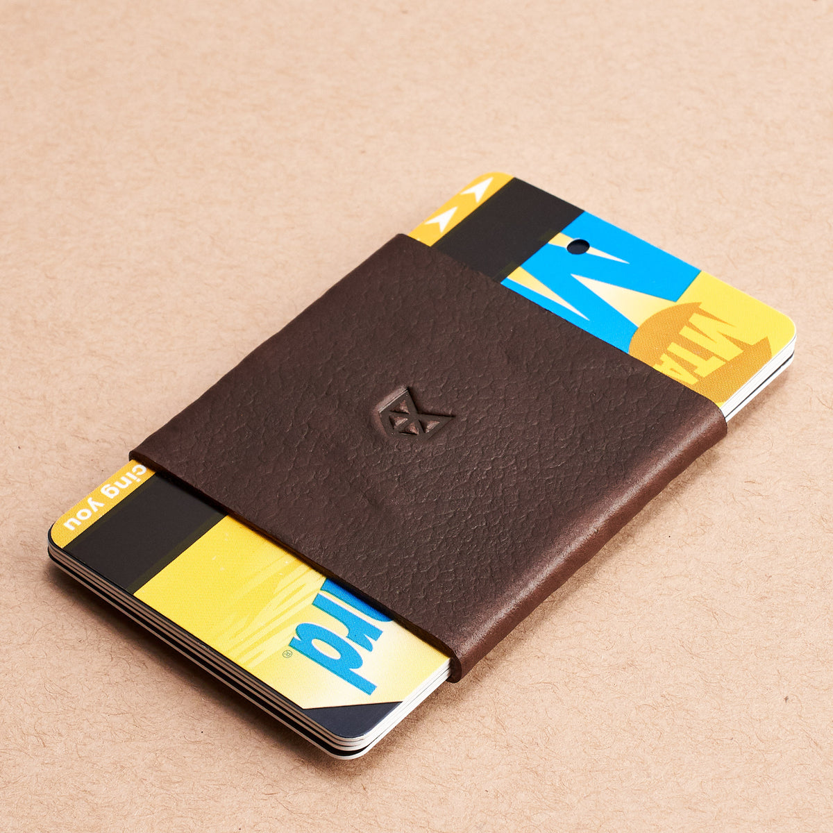 Elastic card holder. leather dark brown slim wallet gifts for men handmade accessories